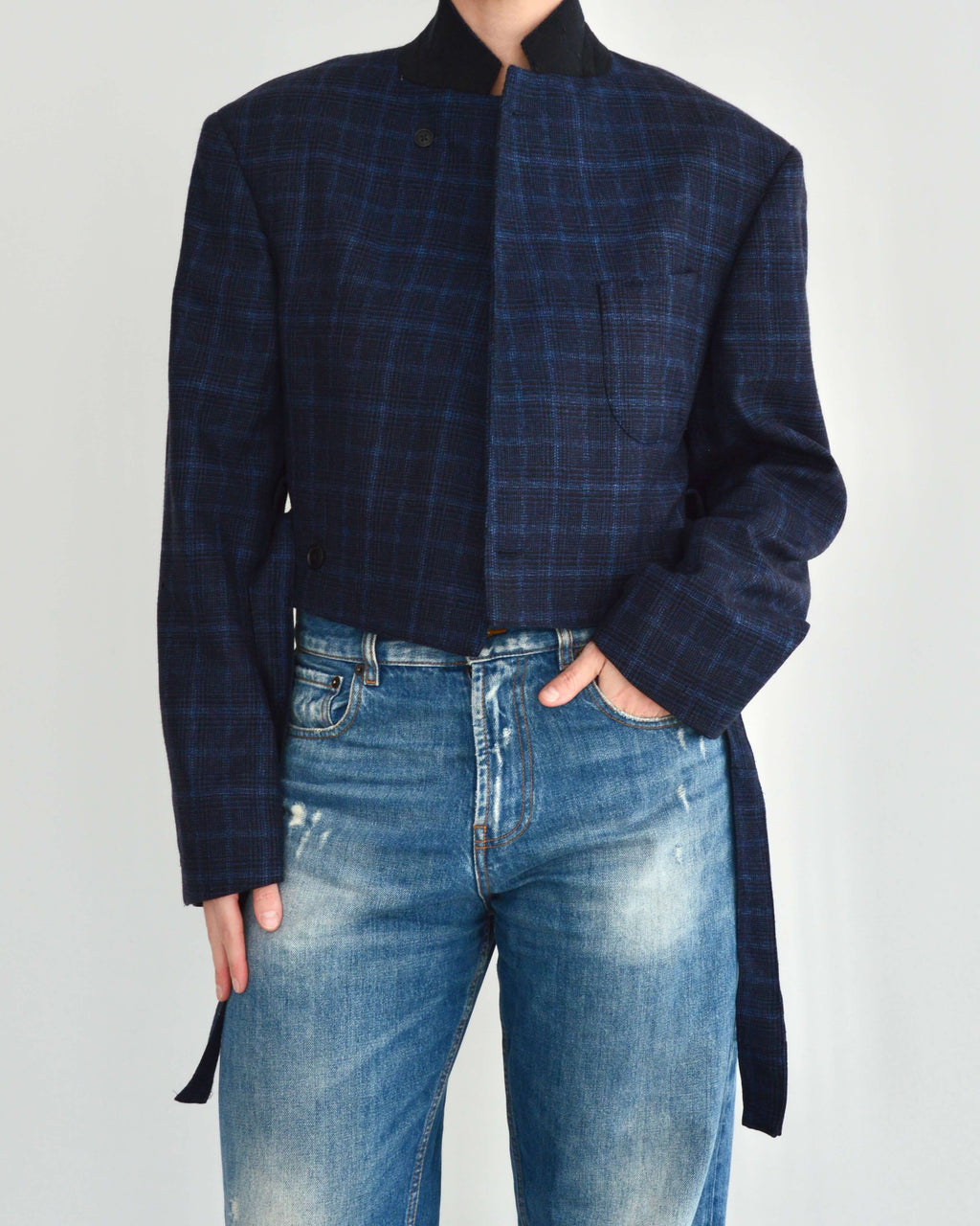 Tied-up Blazer - Blue Checkred (S)