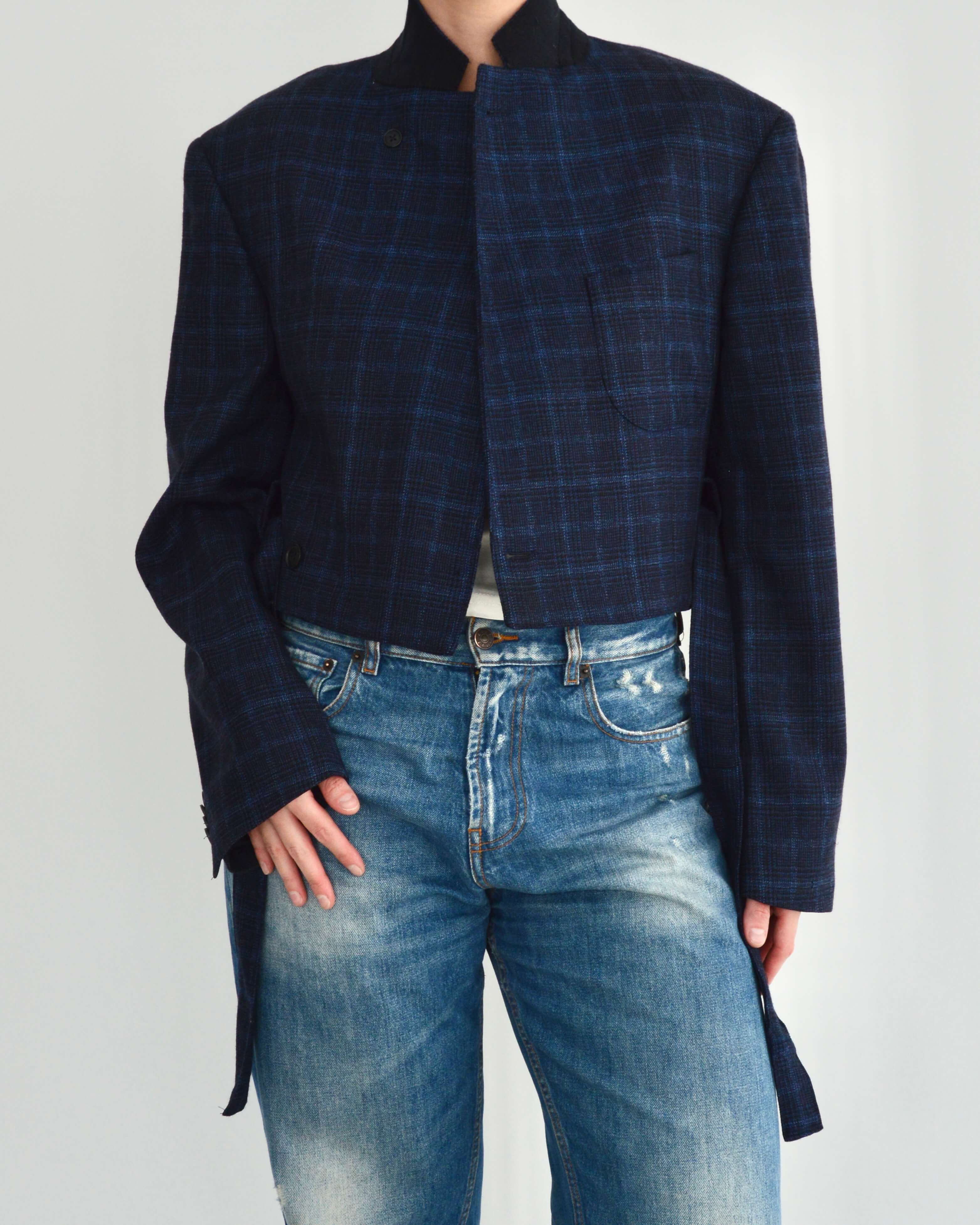 Tied-up Blazer - Blue Checkred (S)