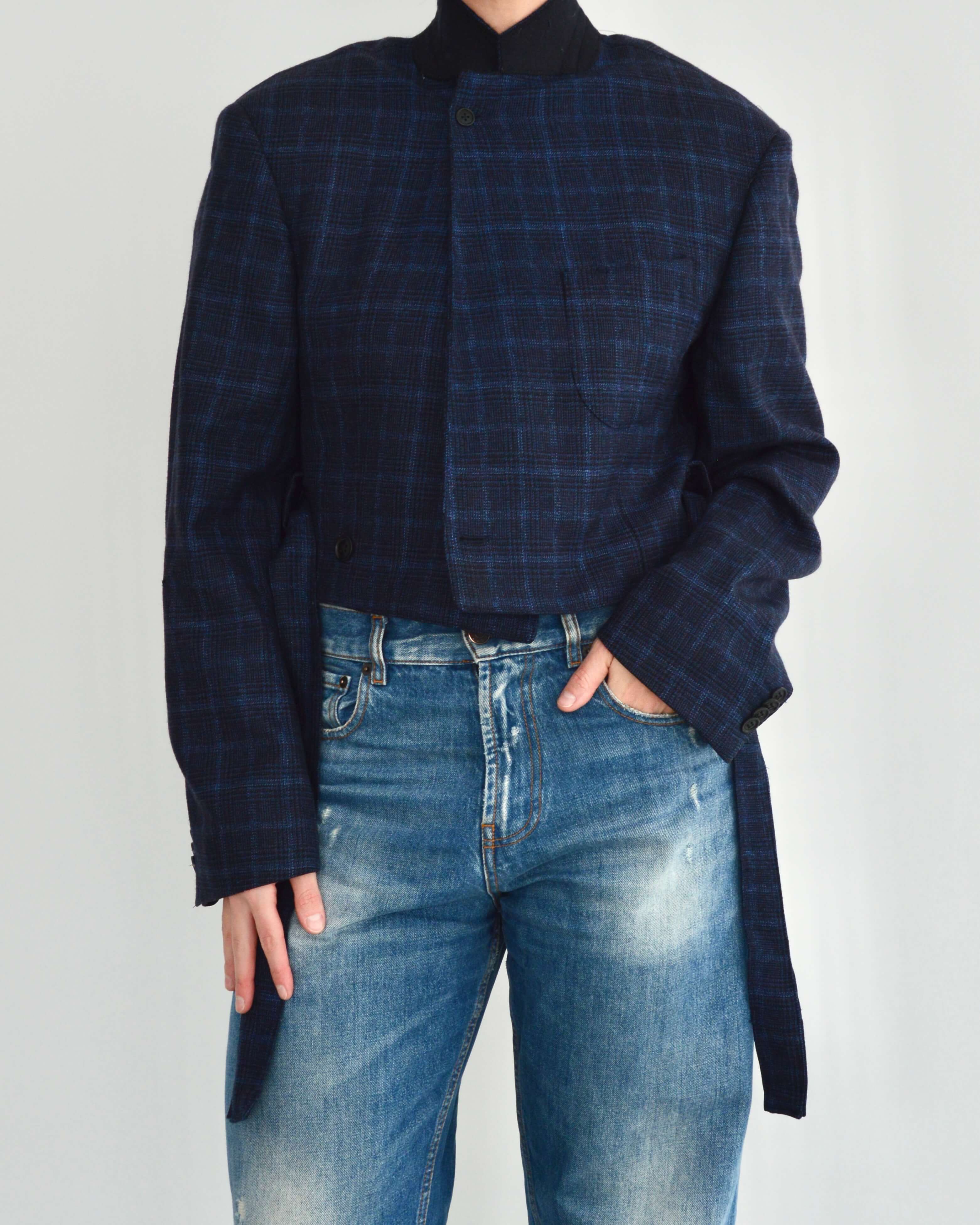 Tied-up Blazer - Blue Checkred (S)