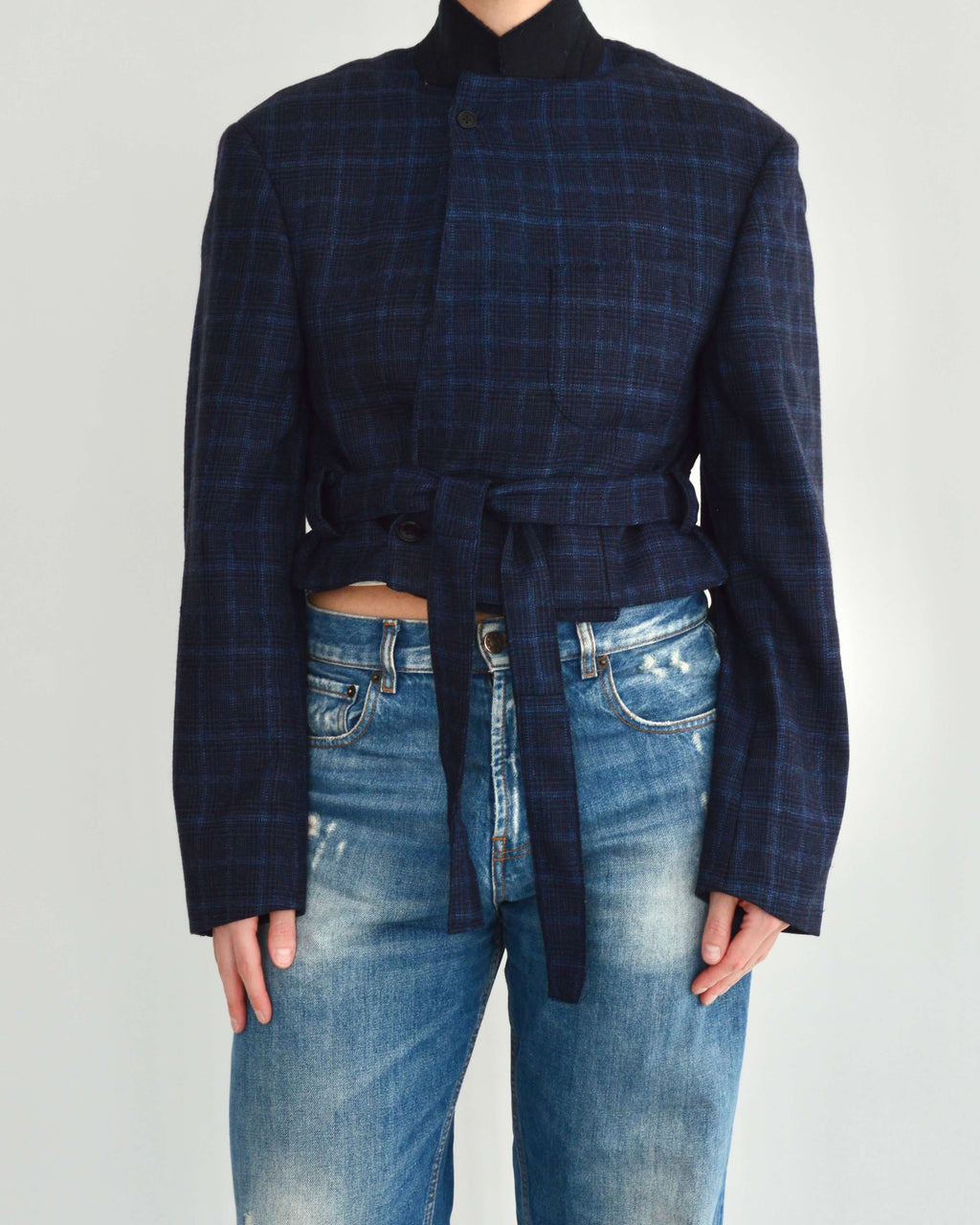 Tied-up Blazer - Blue Checkred (S)