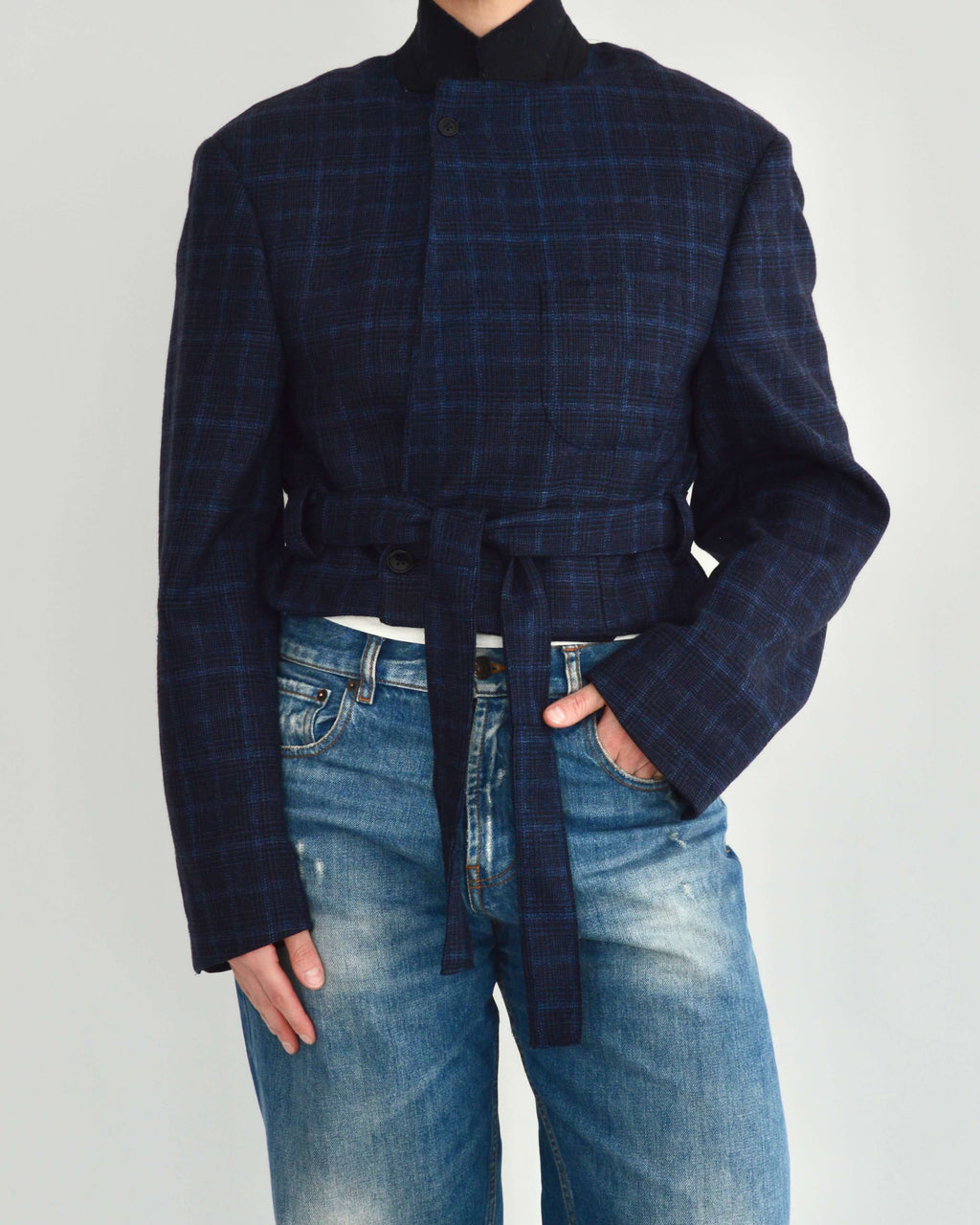 Tied-up Blazer - Blue Checkred (S)