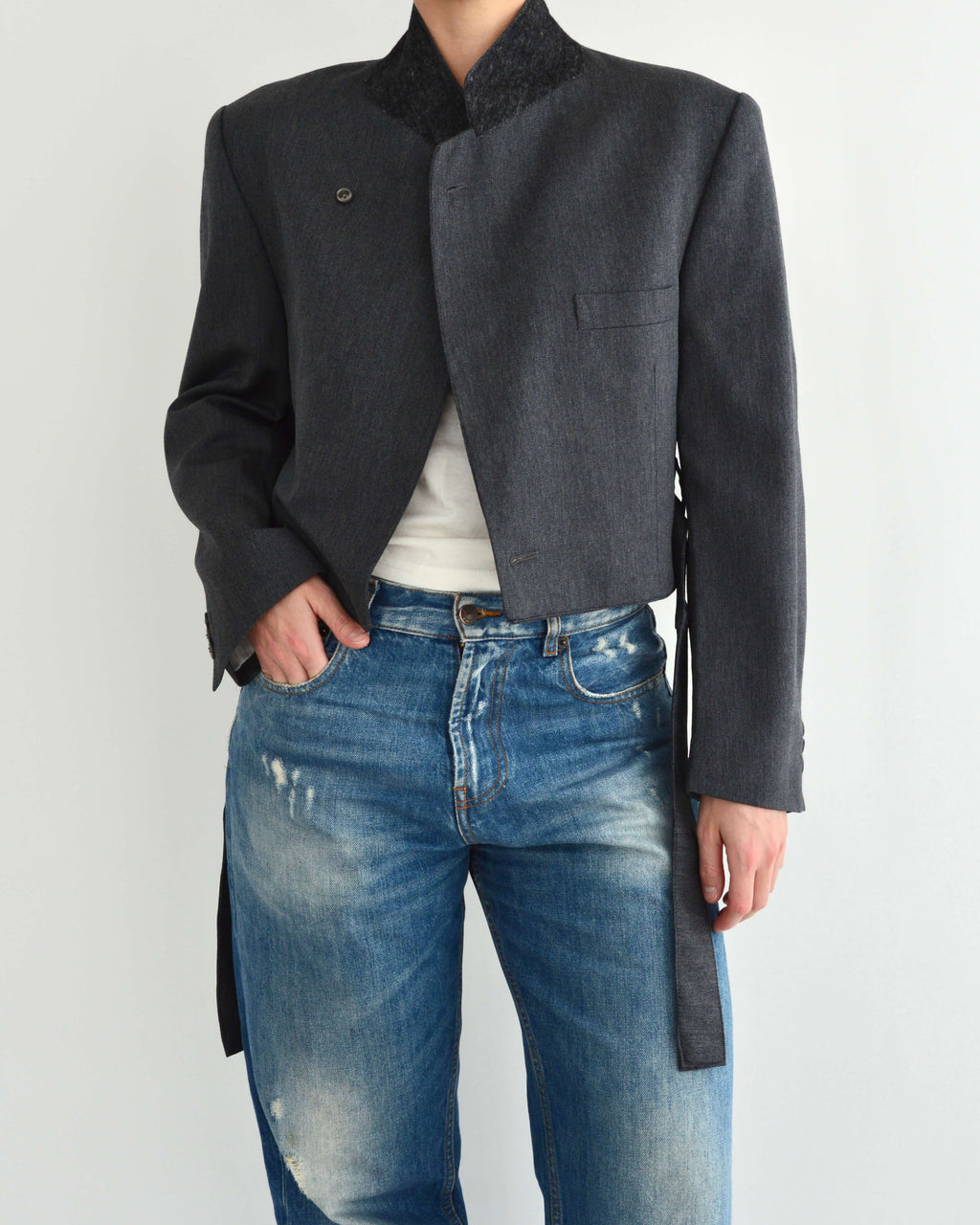 Tied-up Blazer - Plain Grey (S)