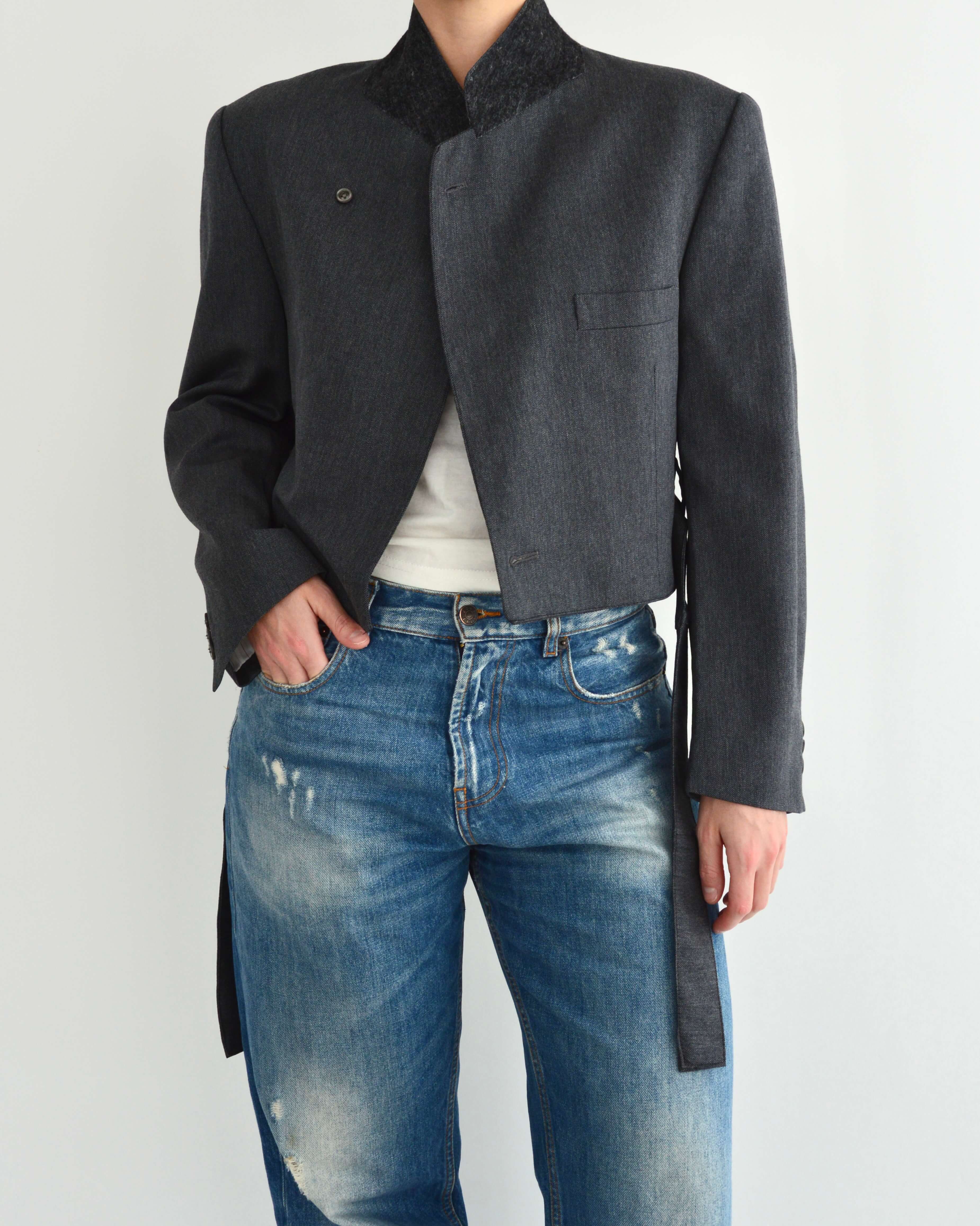 Tied-up Blazer - Plain Grey (S)