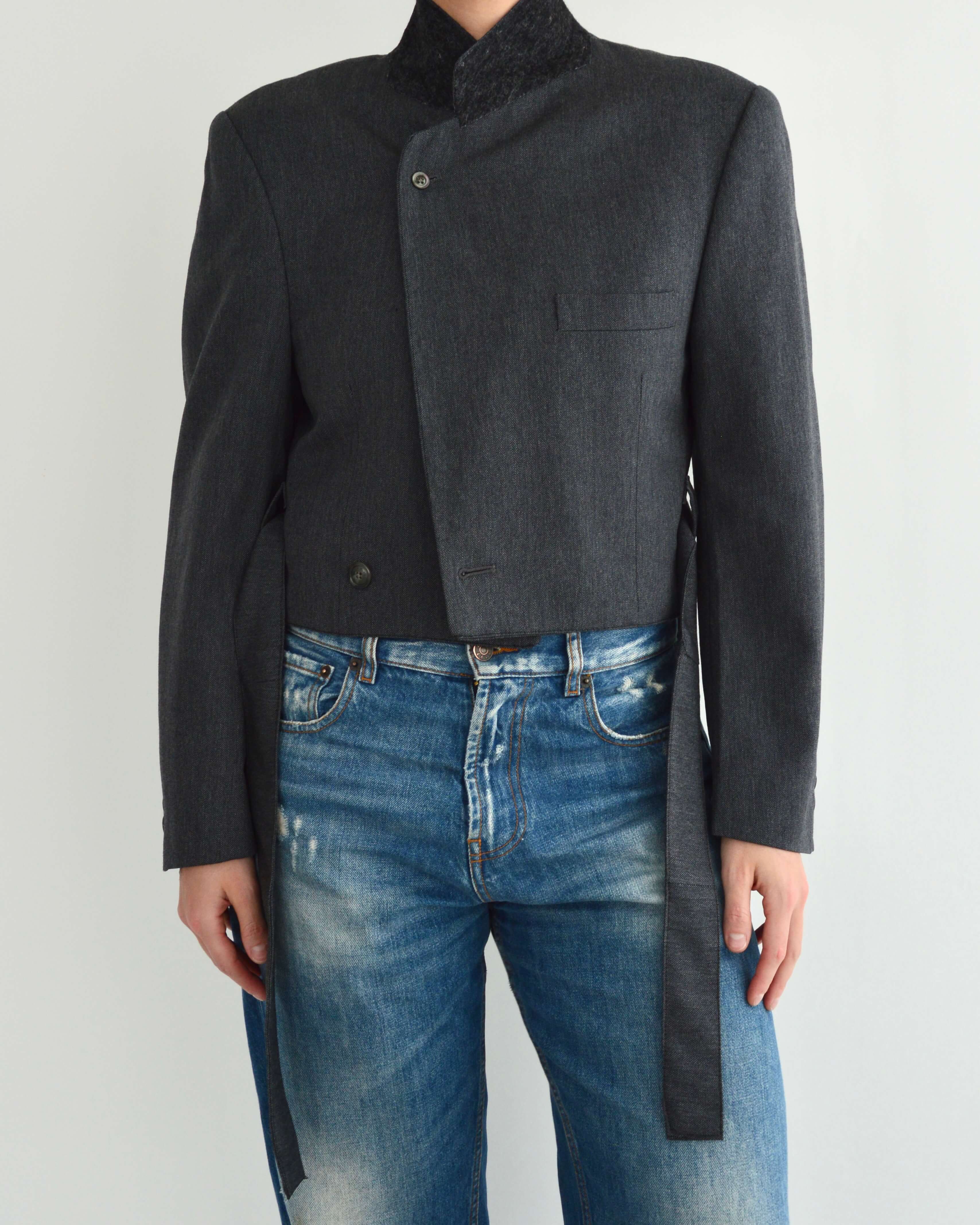 Tied-up Blazer - Plain Grey (S)