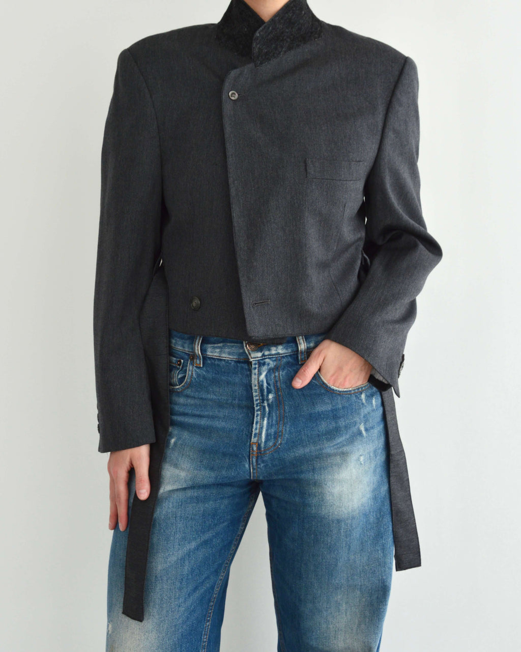 Tied-up Blazer - Plain Grey (S)