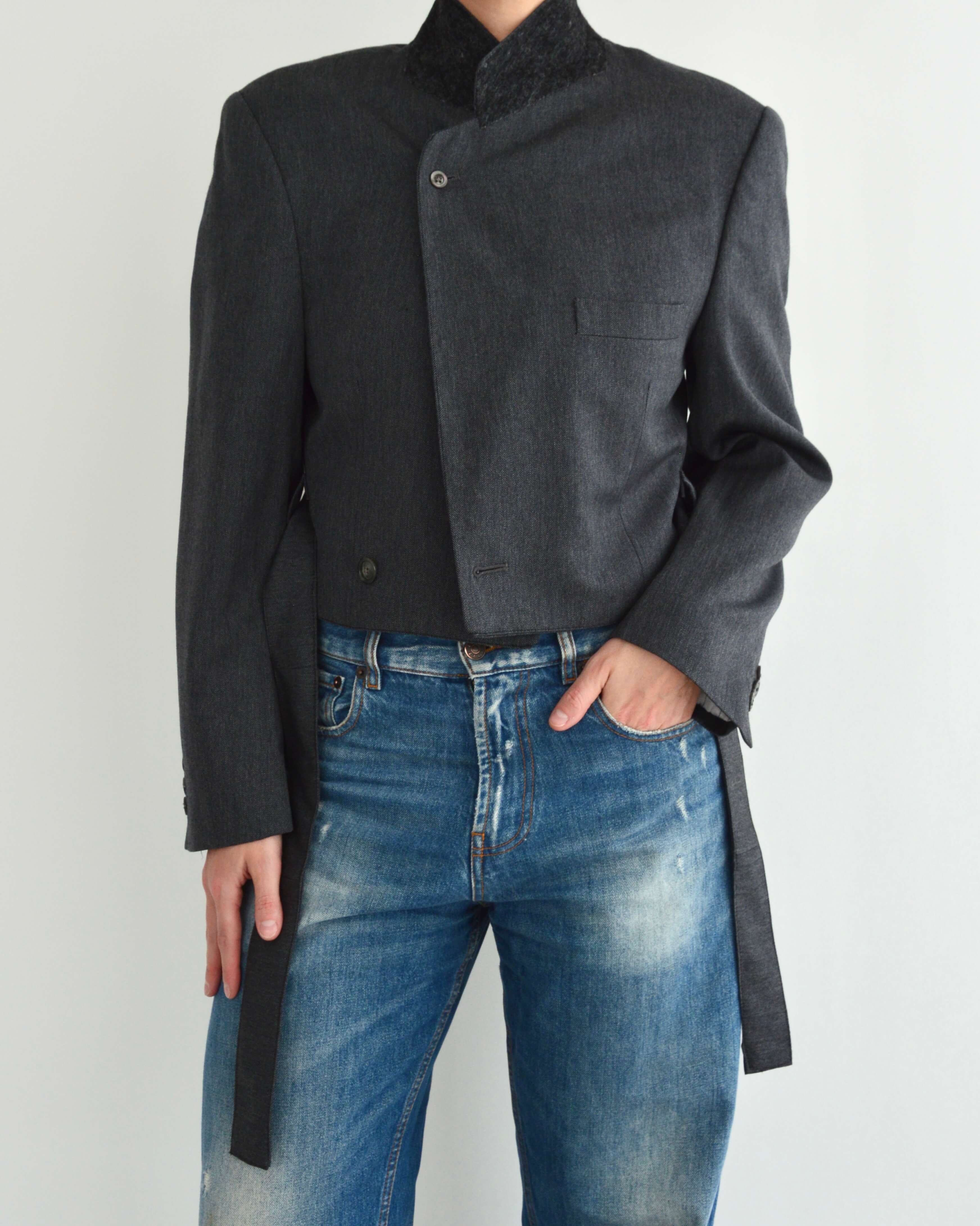 Tied-up Blazer - Plain Grey (S)