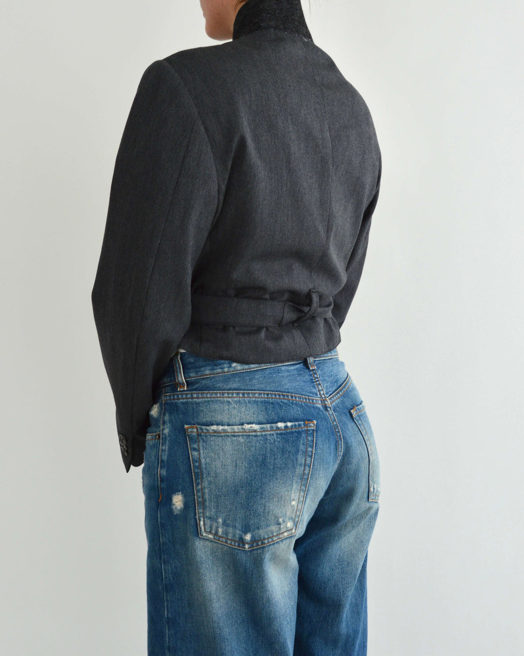 Tied-up Blazer - Plain Grey (S)