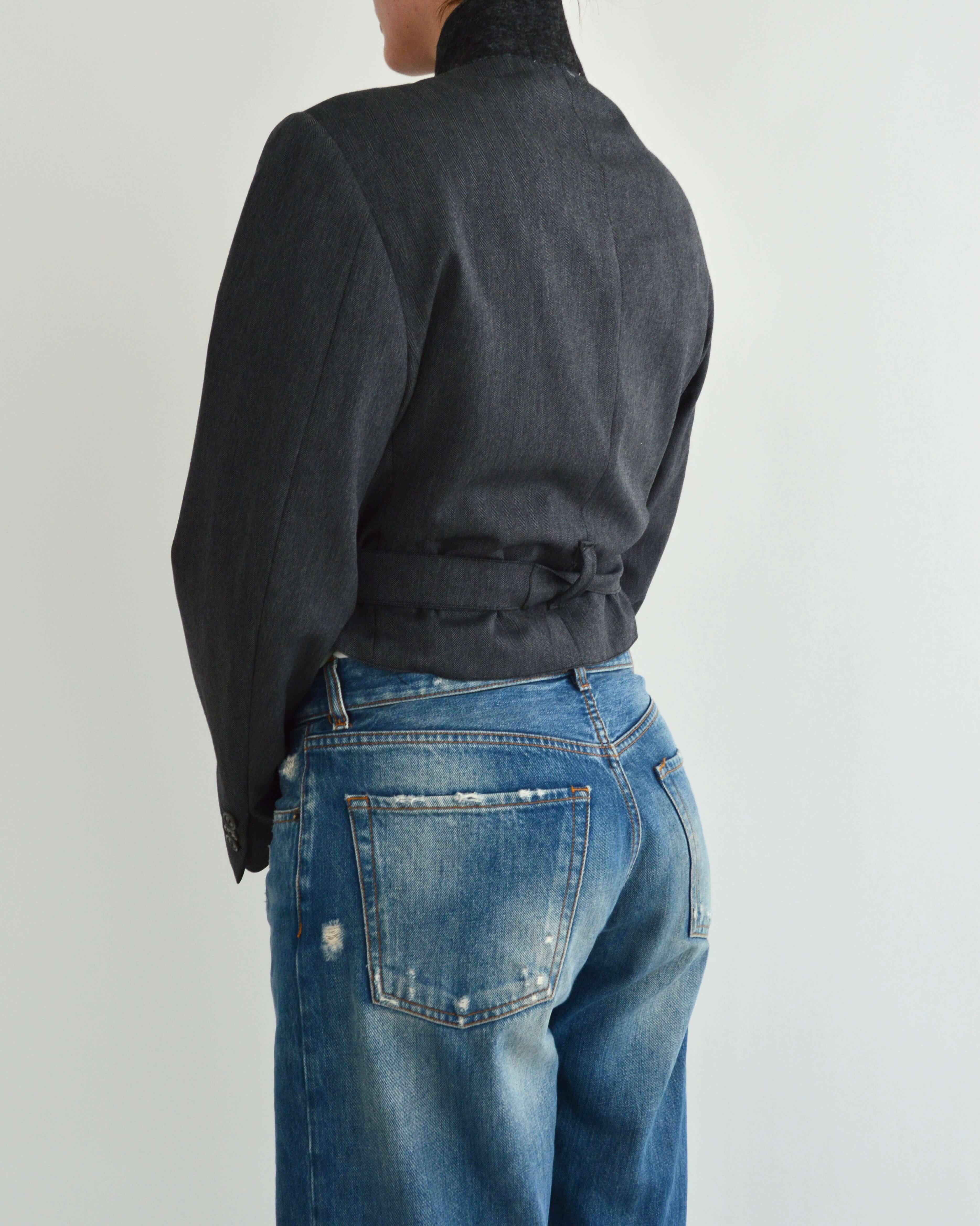 Tied-up Blazer - Plain Grey (S)