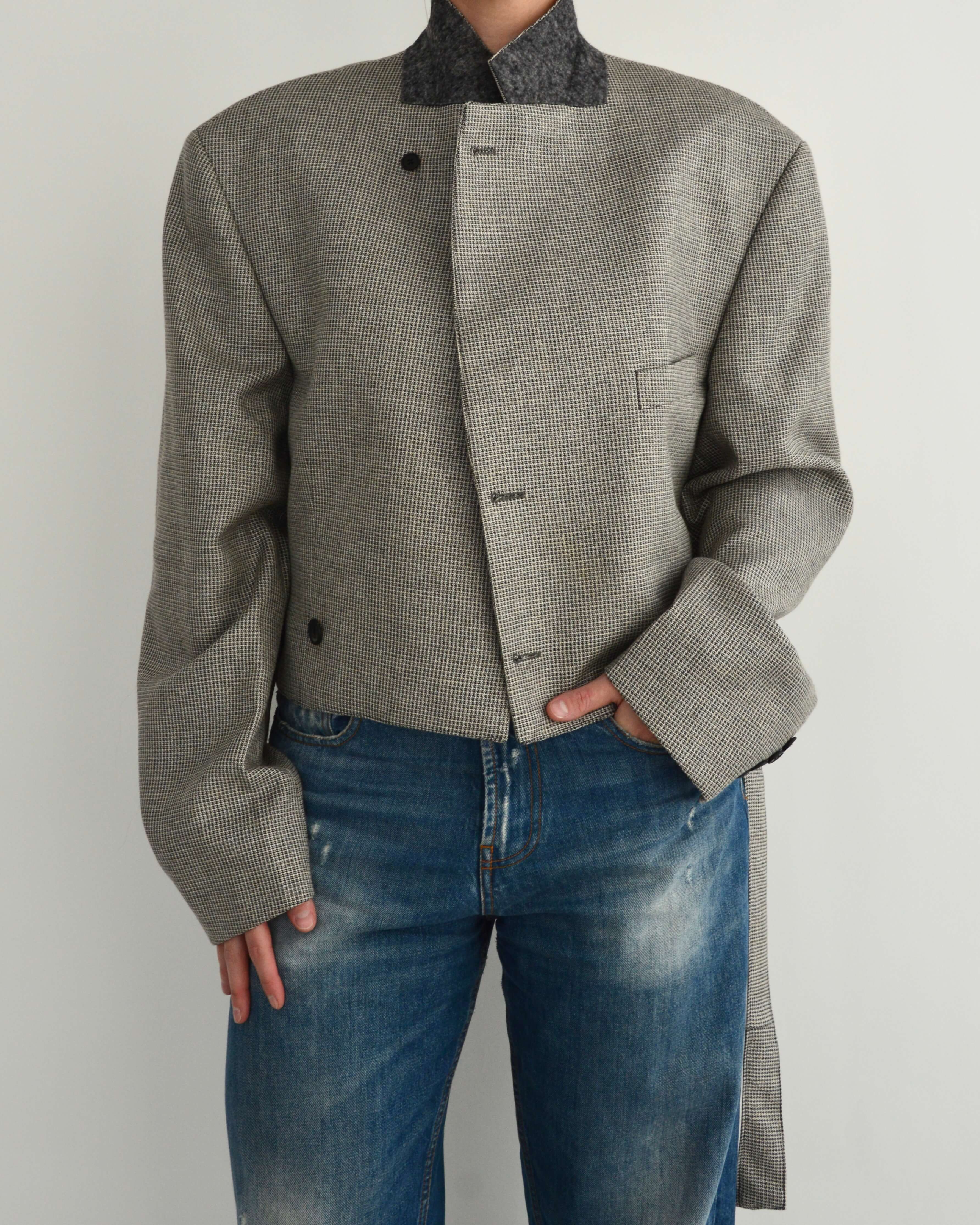 Tied-up Blazer - Textured Grey (XL)
