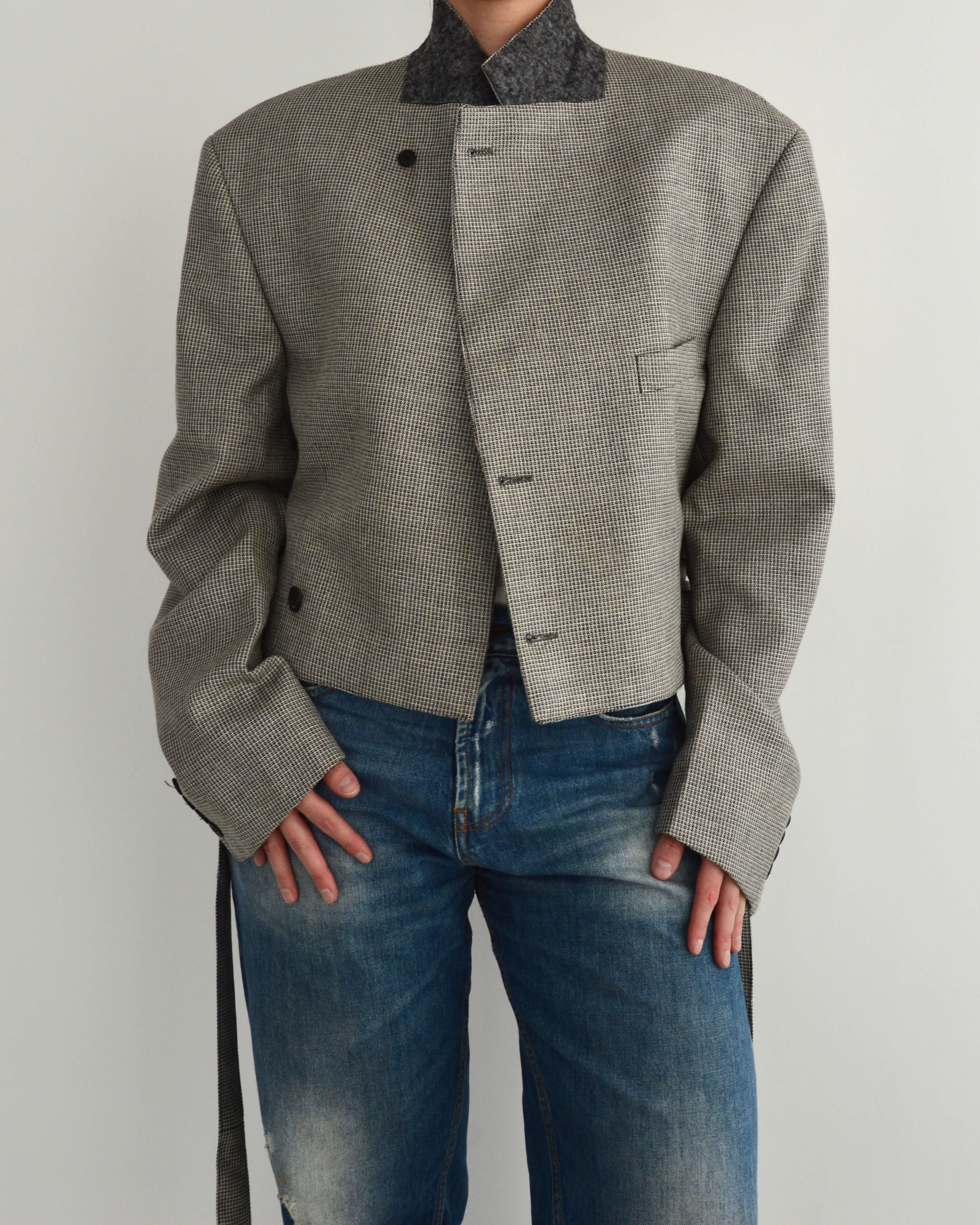 Tied-up Blazer - Textured Grey (XL)