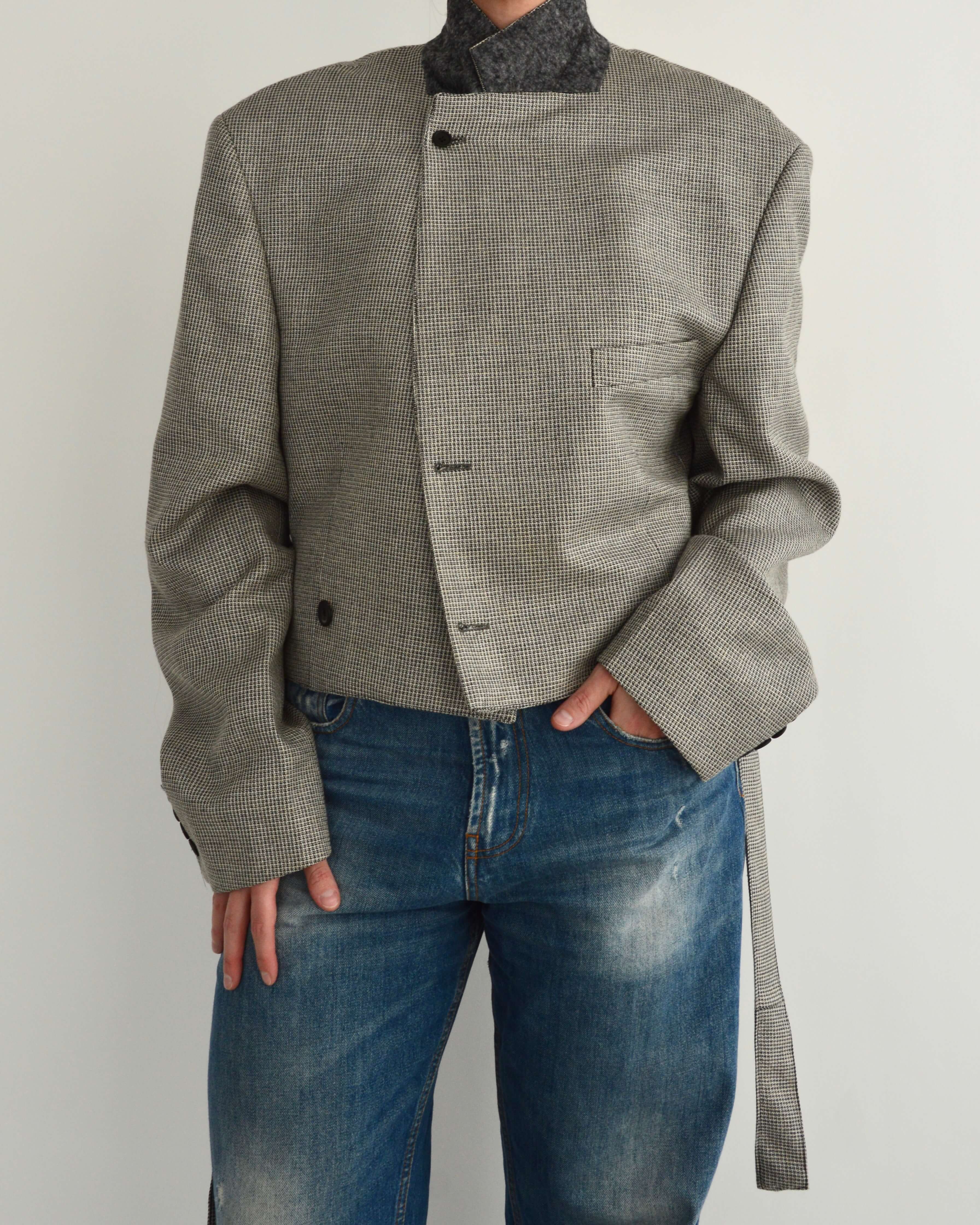 Tied-up Blazer - Textured Grey (XL)