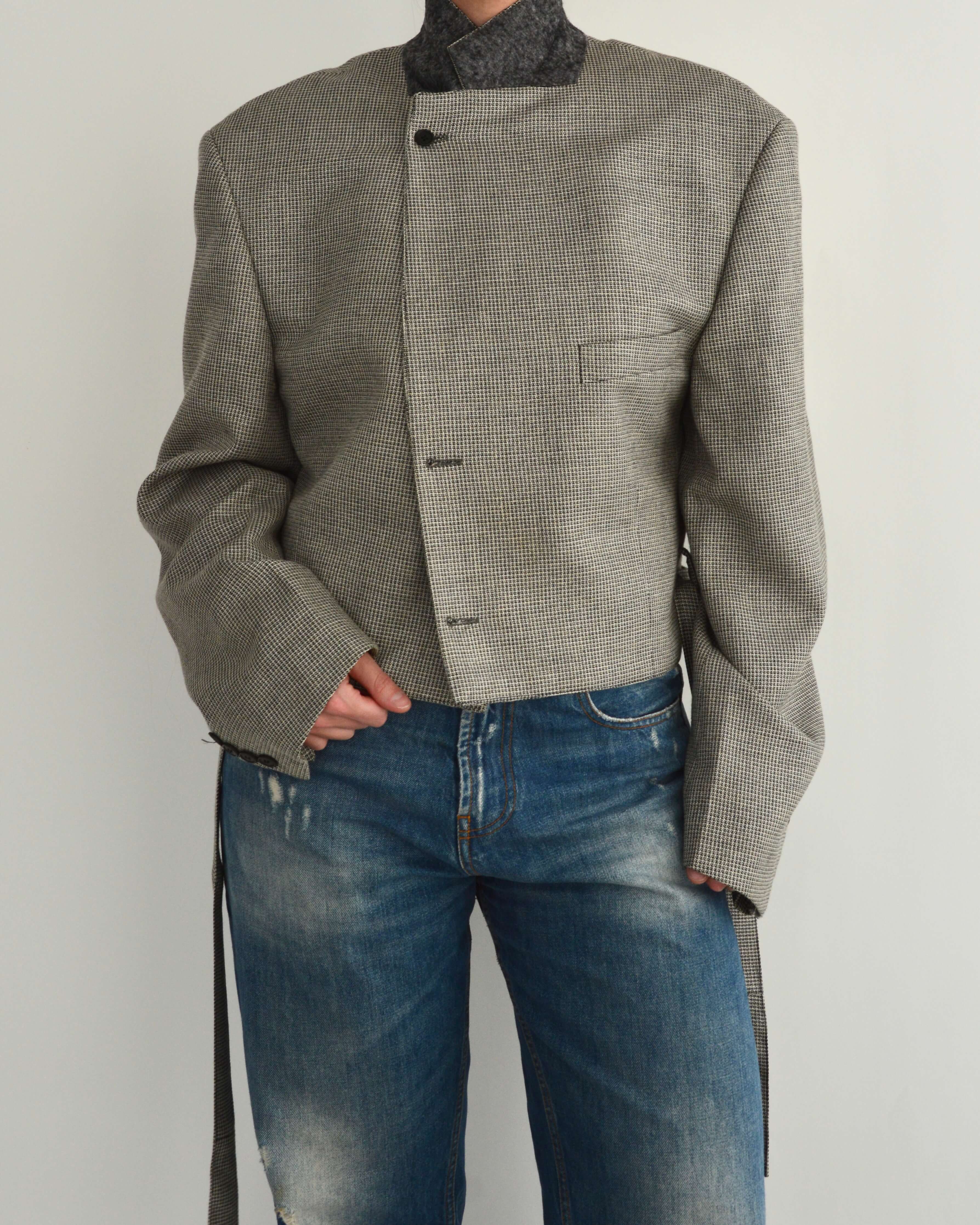 Tied-up Blazer - Textured Grey (XL)