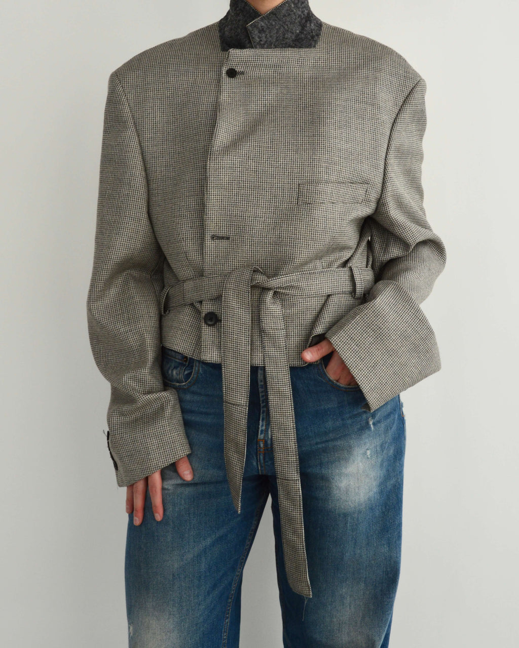 Tied-up Blazer - Textured Grey (XL)
