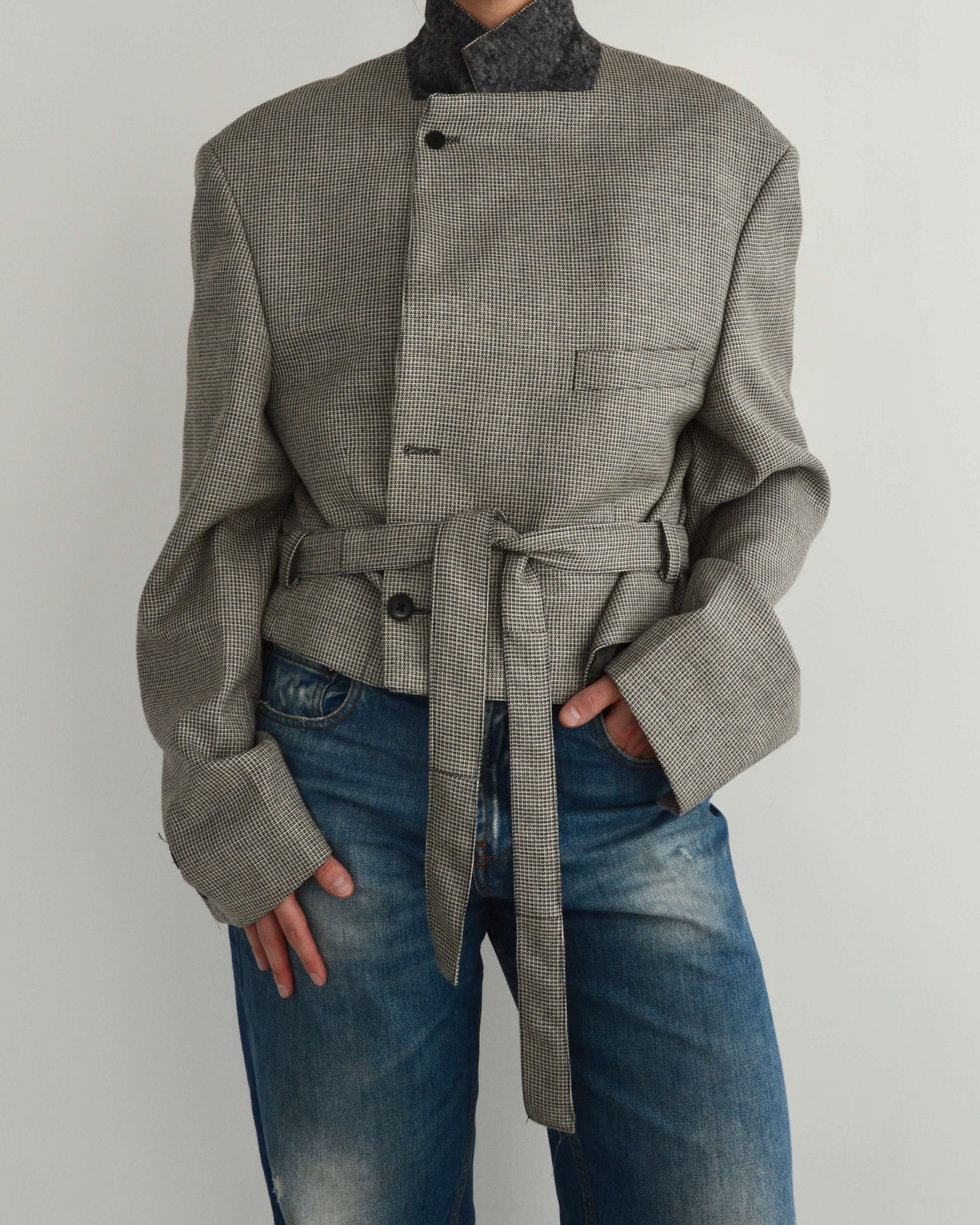 Tied-up Blazer - Textured Grey (XL)