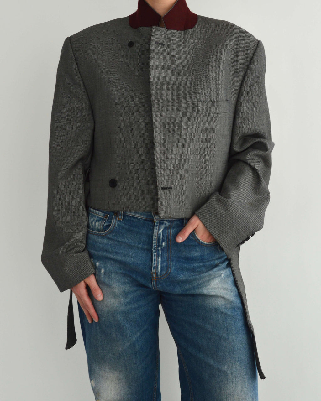 Tied-Up Blazer - Bordeauxrode kraag (M)