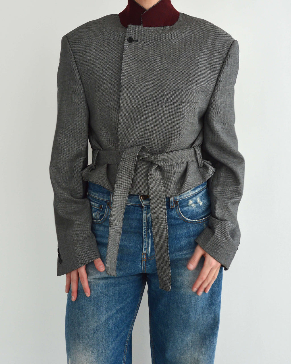 Tied-Up Blazer - Bordeauxrode kraag (M)