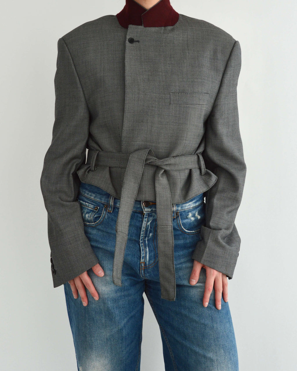 Tied-Up Blazer - Bordeauxrode kraag (M)