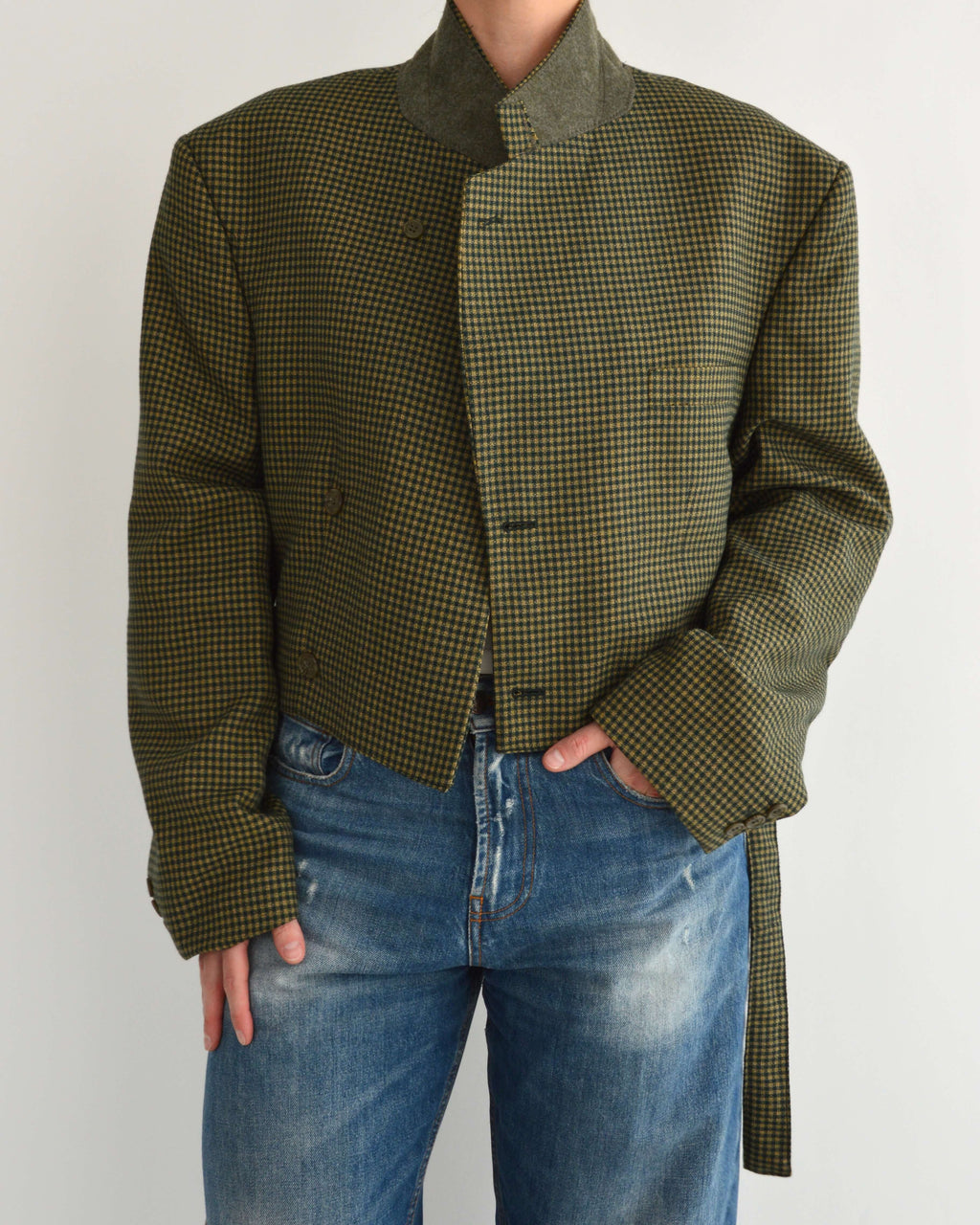 Tied-up Blazer - Green & Butter (XL)