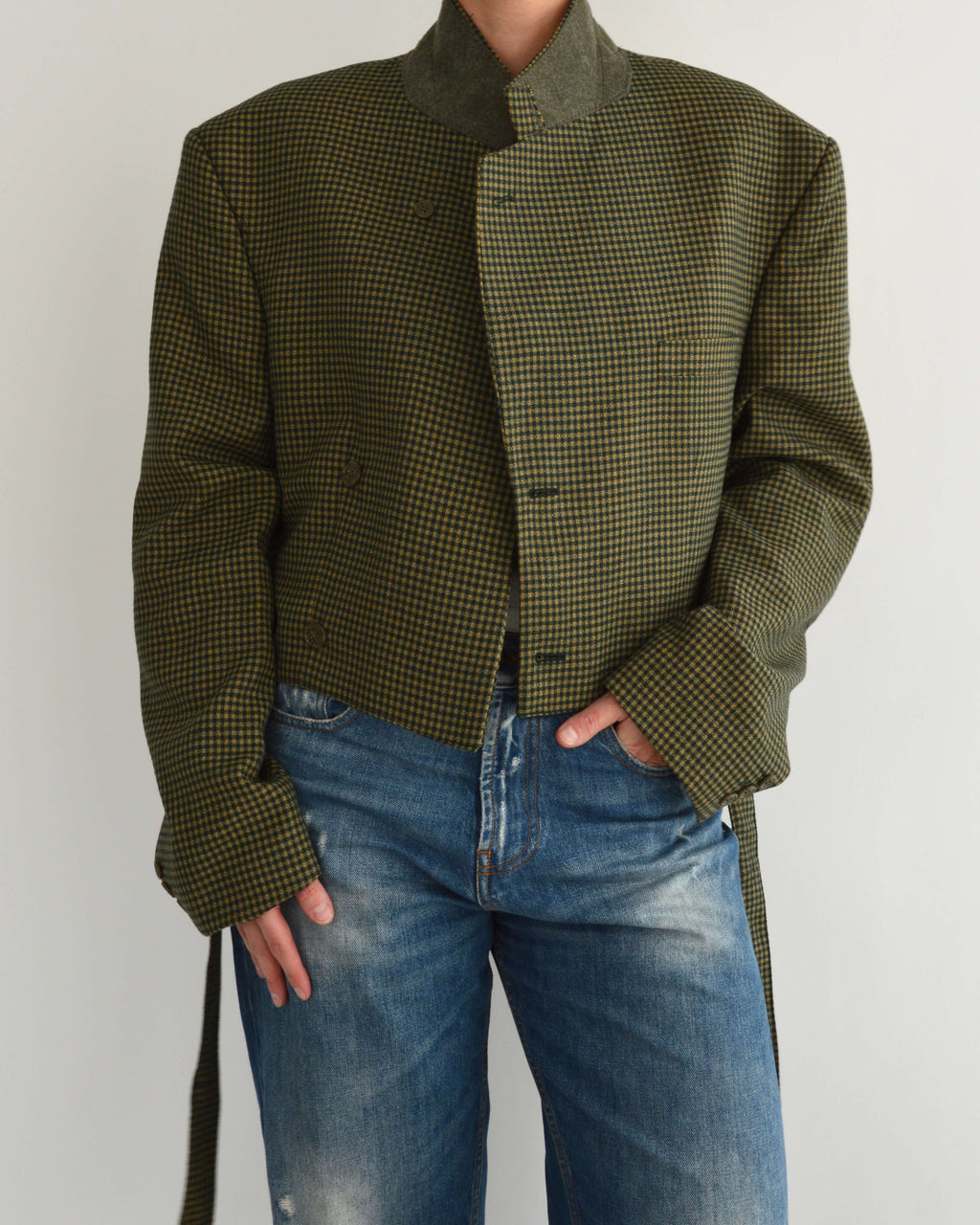 Tied-up Blazer - Green & Butter (XL)