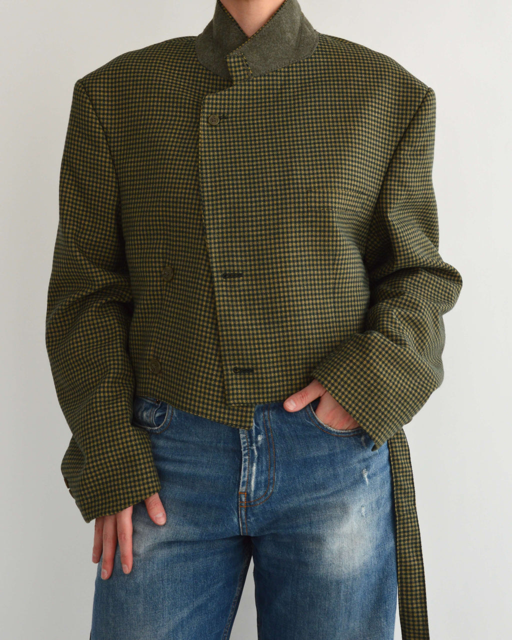 Tied-up Blazer - Green & Butter (XL)