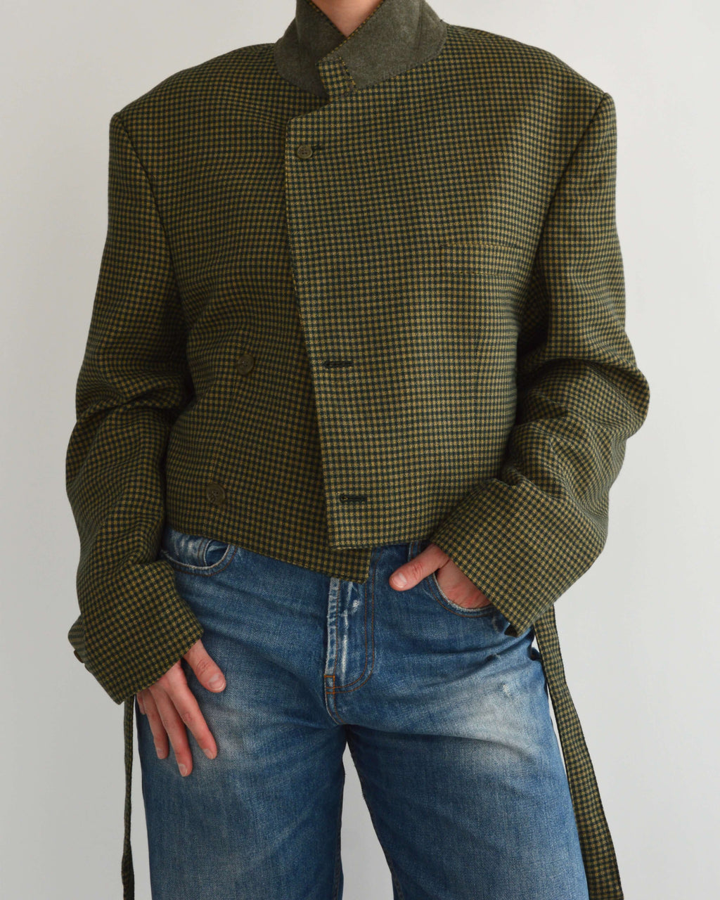 Tied-up Blazer - Green & Butter (XL)