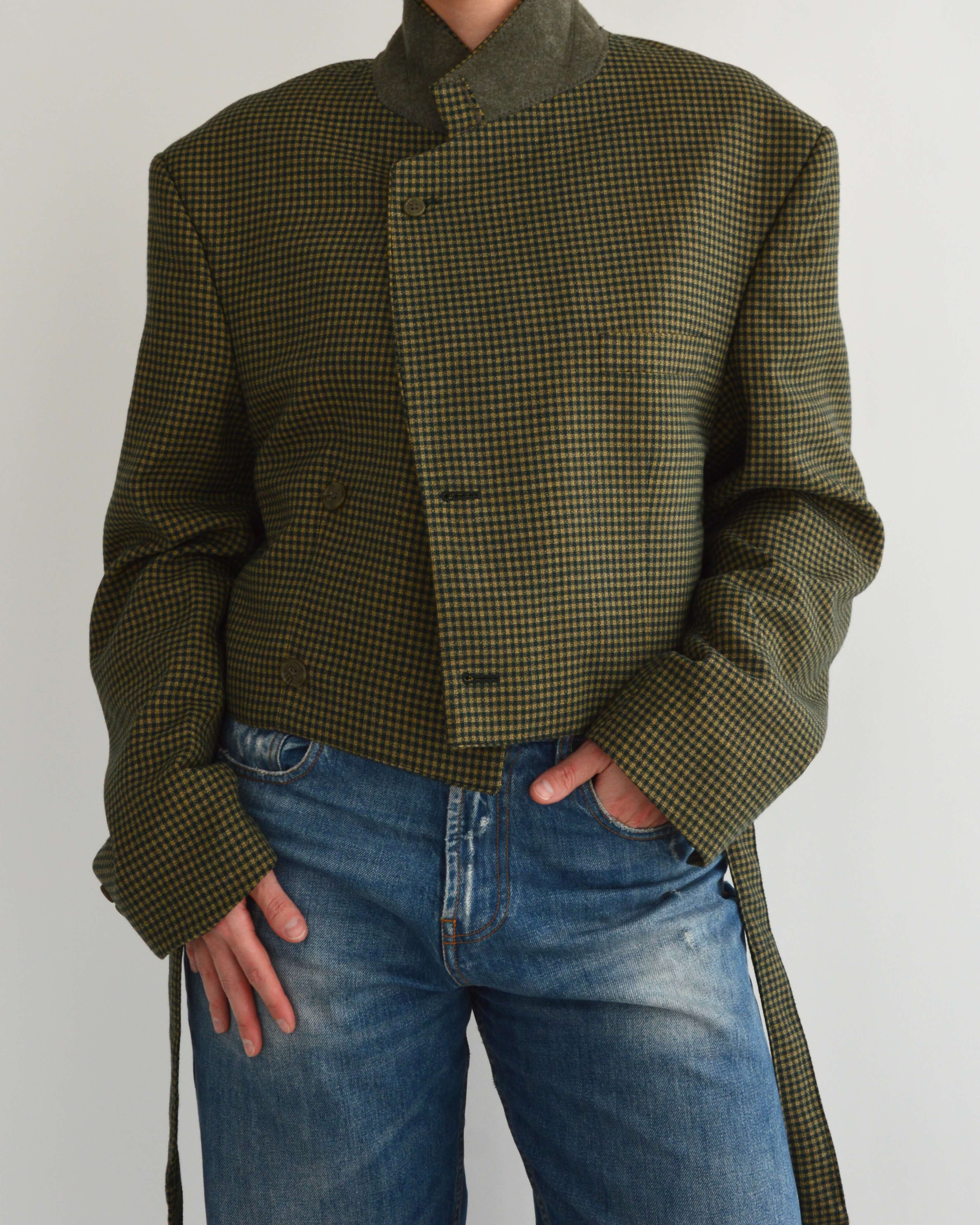 Tied-up Blazer - Green & Butter (XL)
