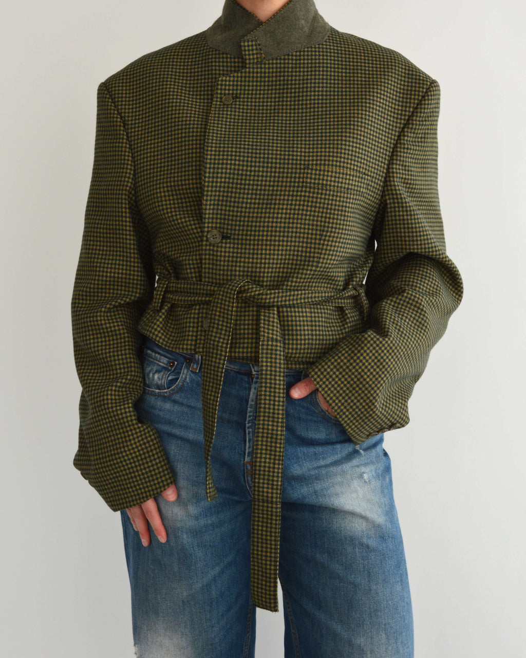Tied-up Blazer - Green & Butter (XL)