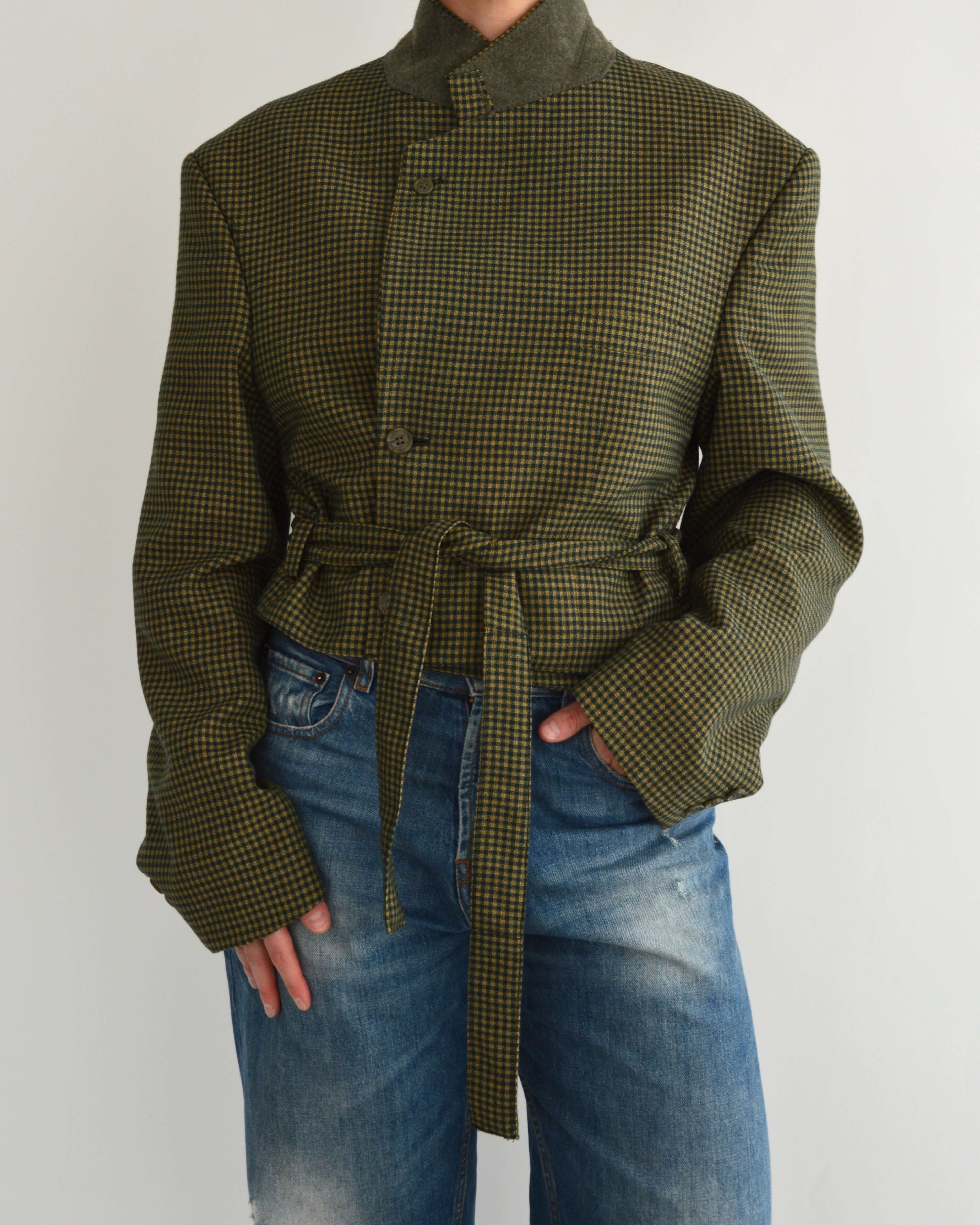 Tied-up Blazer - Green & Butter (XL)