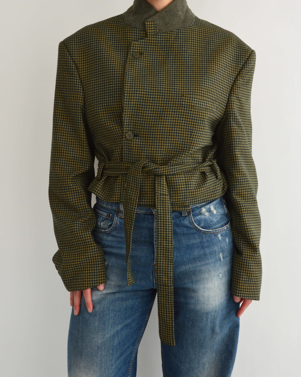 Tied-up Blazer - Green & Butter (XL)