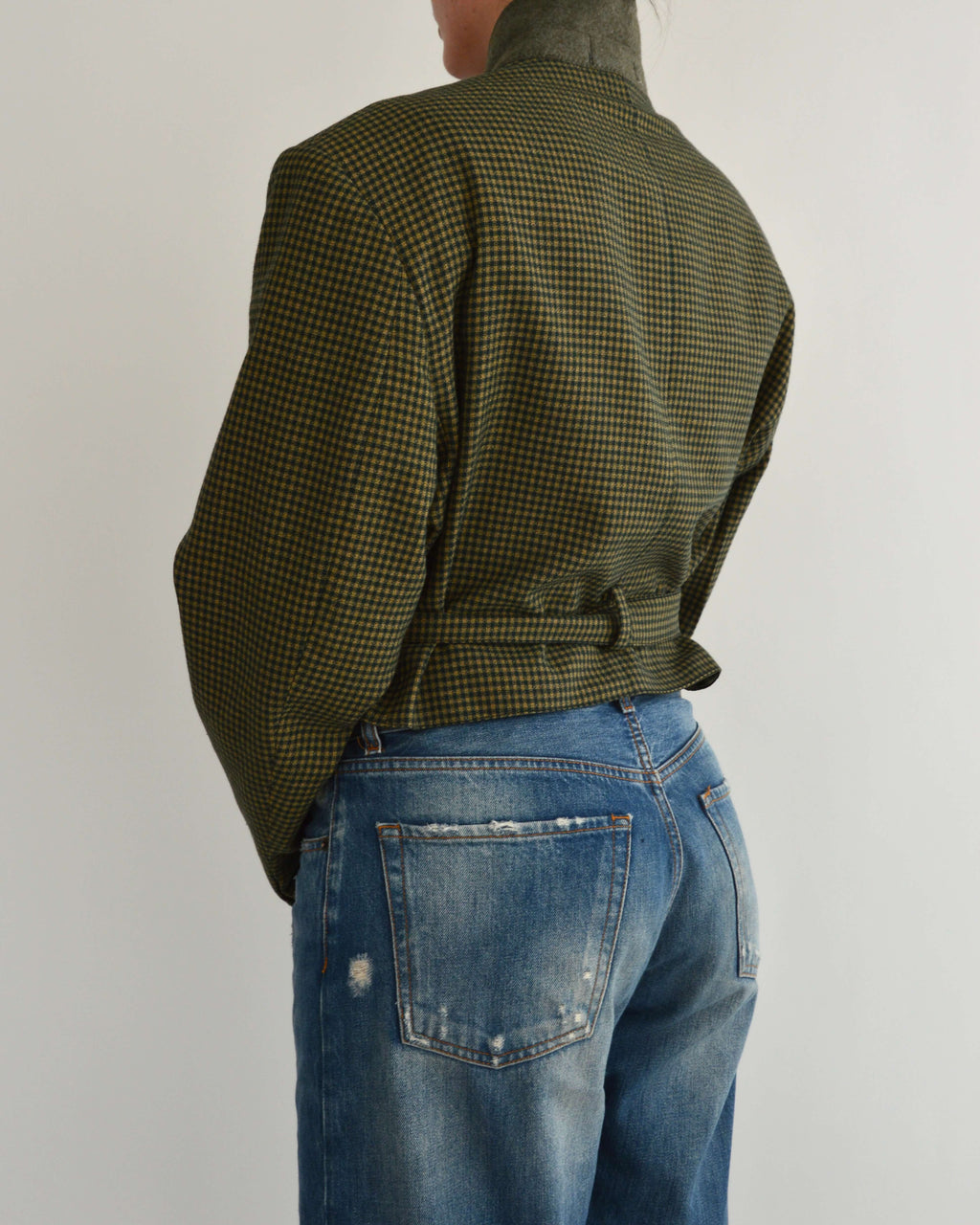 Tied-up Blazer - Green & Butter (XL)