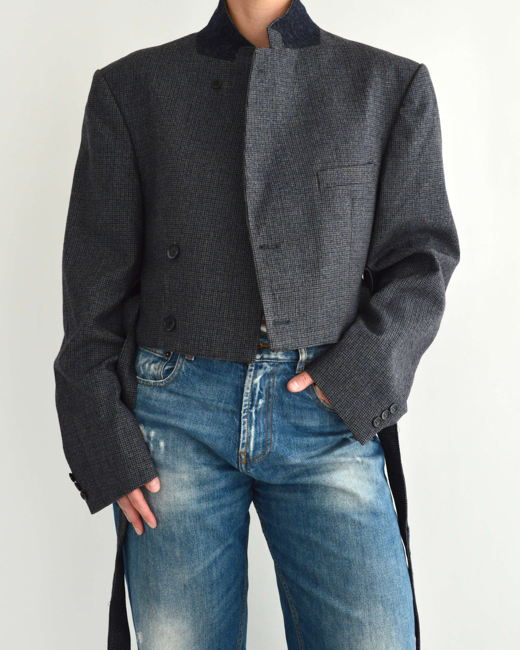 Tied-up Blazer - Textured Blue (M)