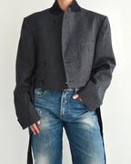 Tied-up Blazer - Textured Blue (M)