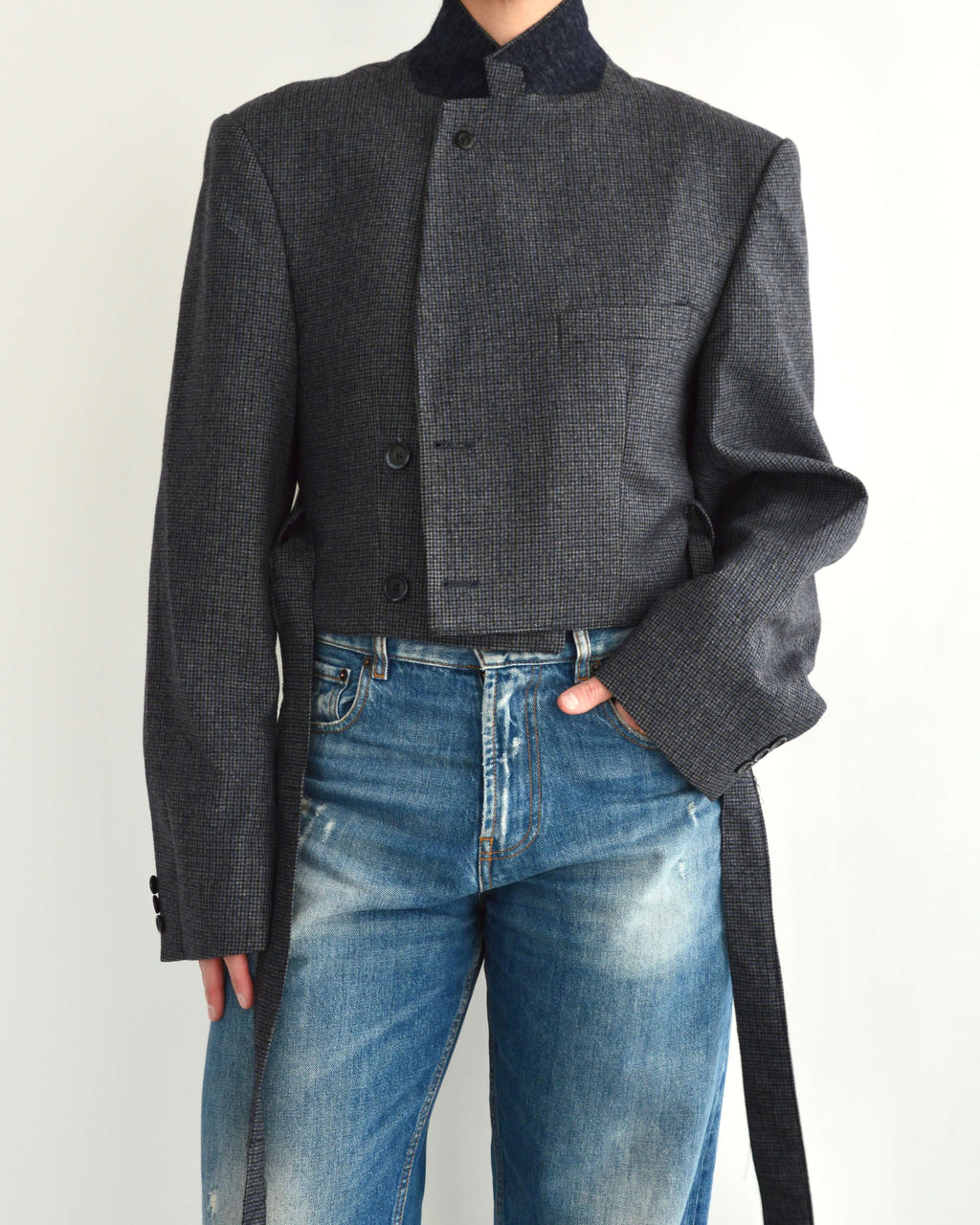 Tied-up Blazer - Textured Blue (M)