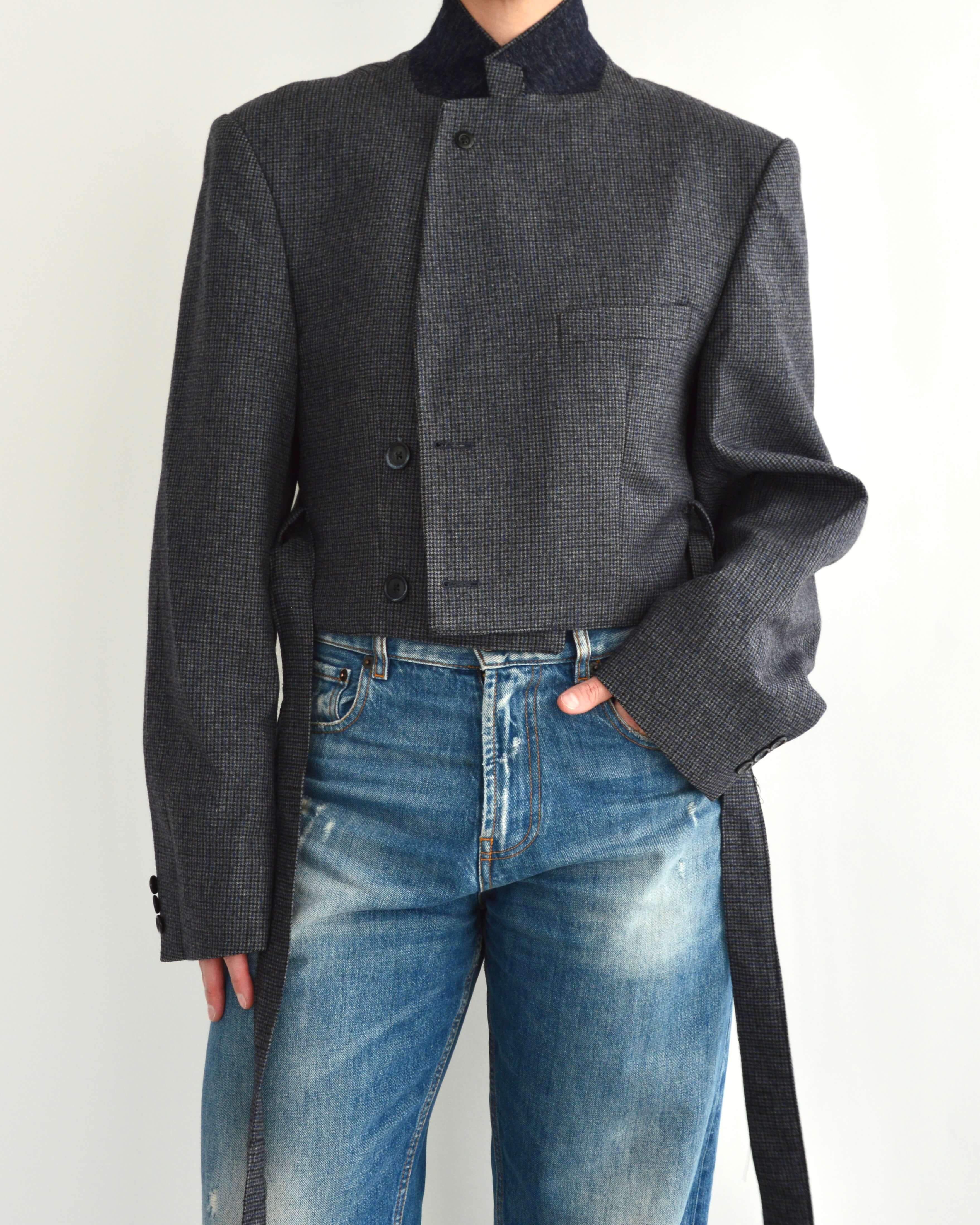 Tied-up Blazer - Textured Blue (M)