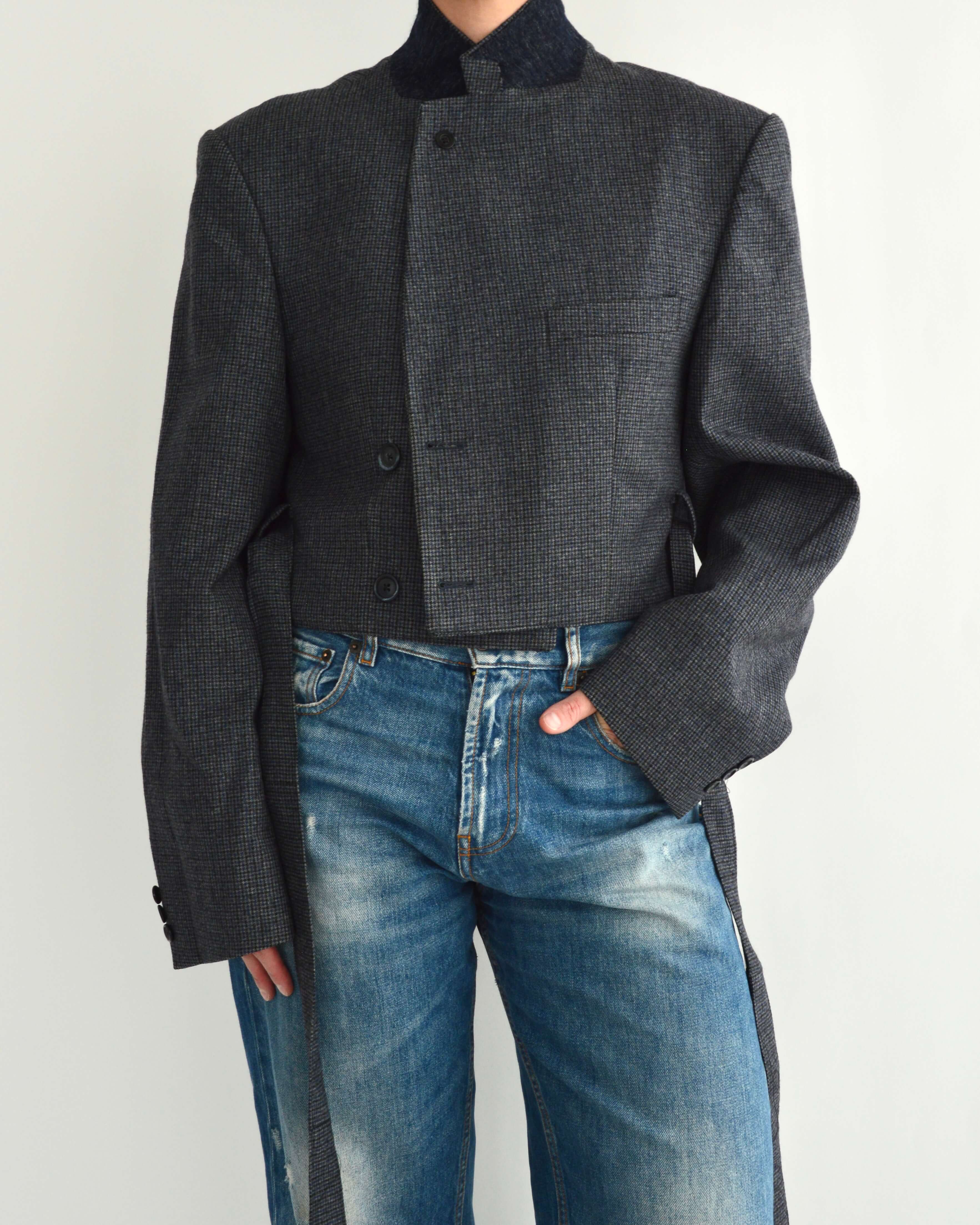 Tied-up Blazer - Textured Blue (M)