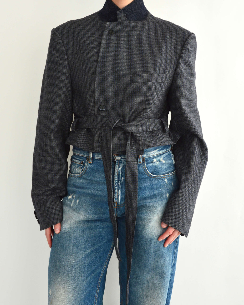 Tied-up Blazer - Textured Blue (M)