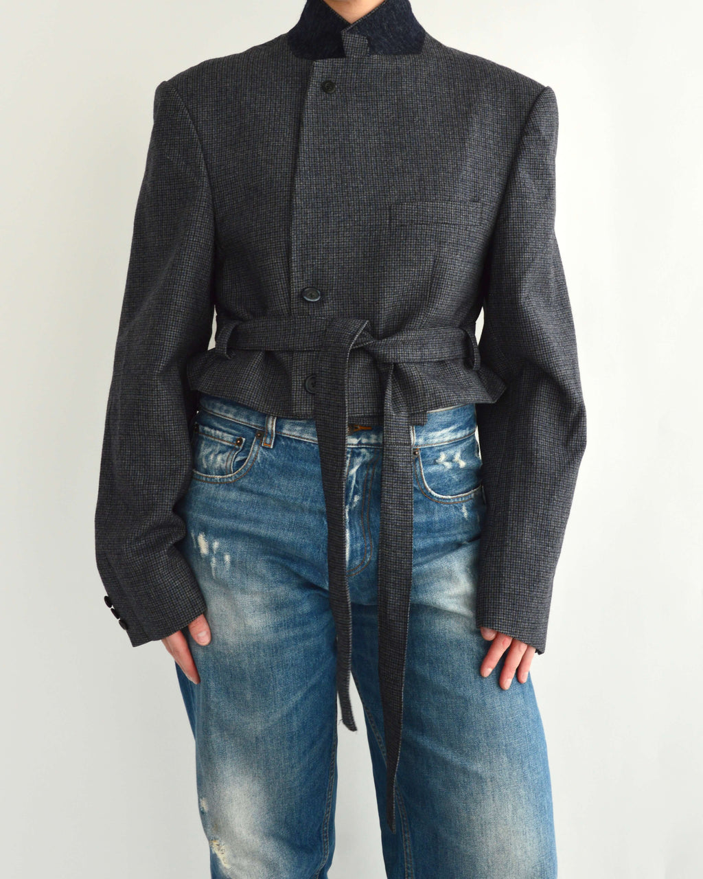 Tied-up Blazer - Textured Blue (M)