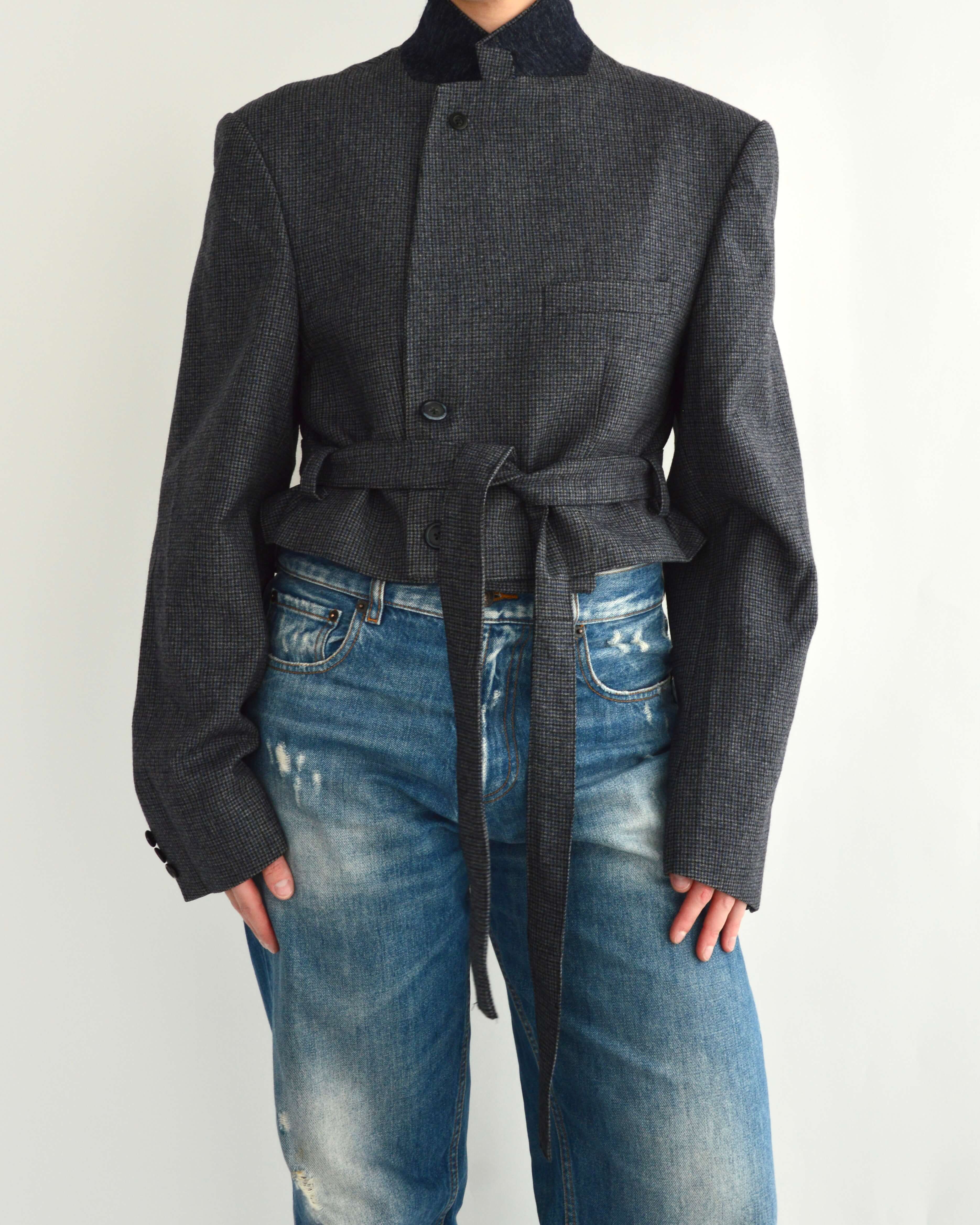 Tied-up Blazer - Textured Blue (M)