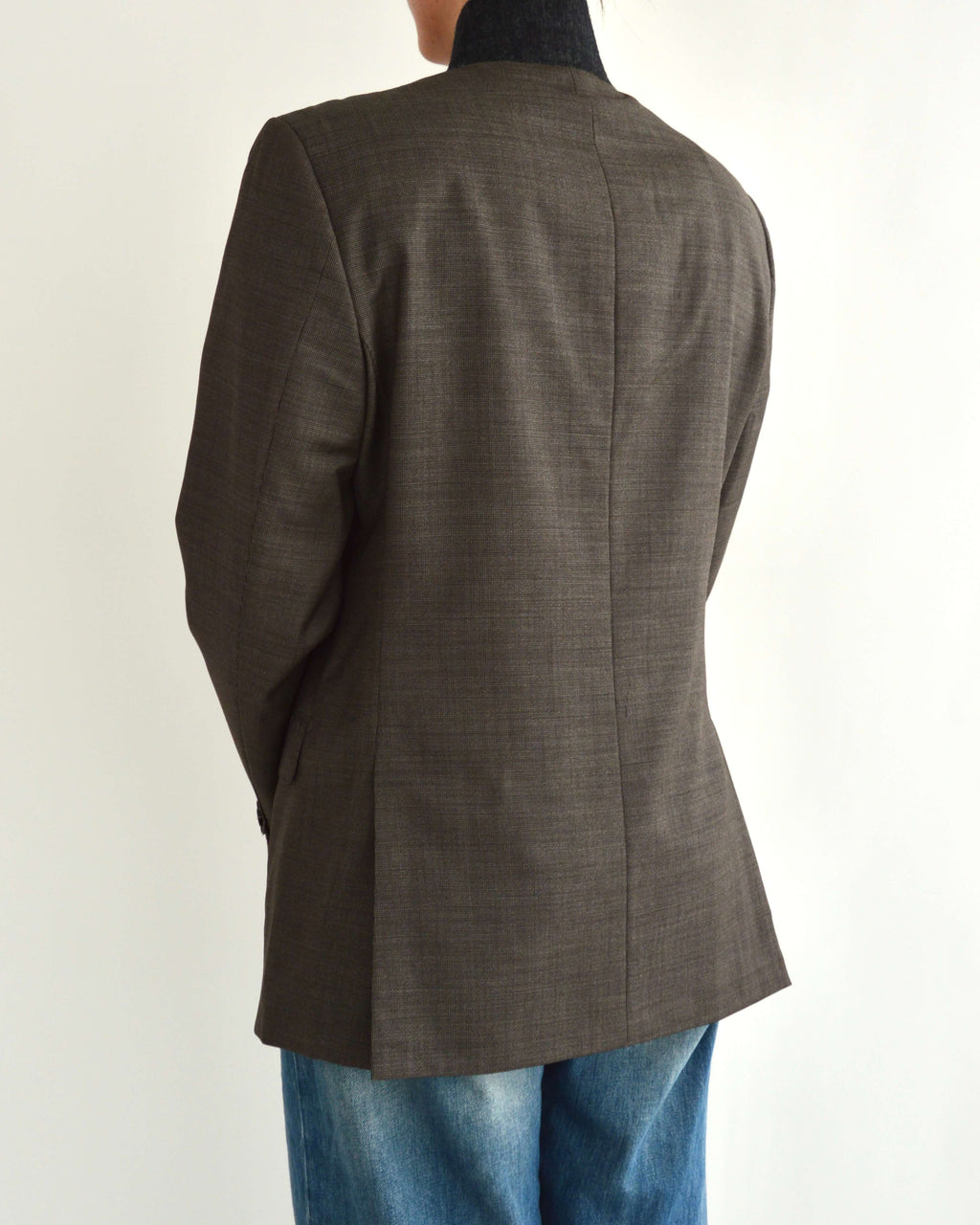 High Neck Blazer - Brown (XS)