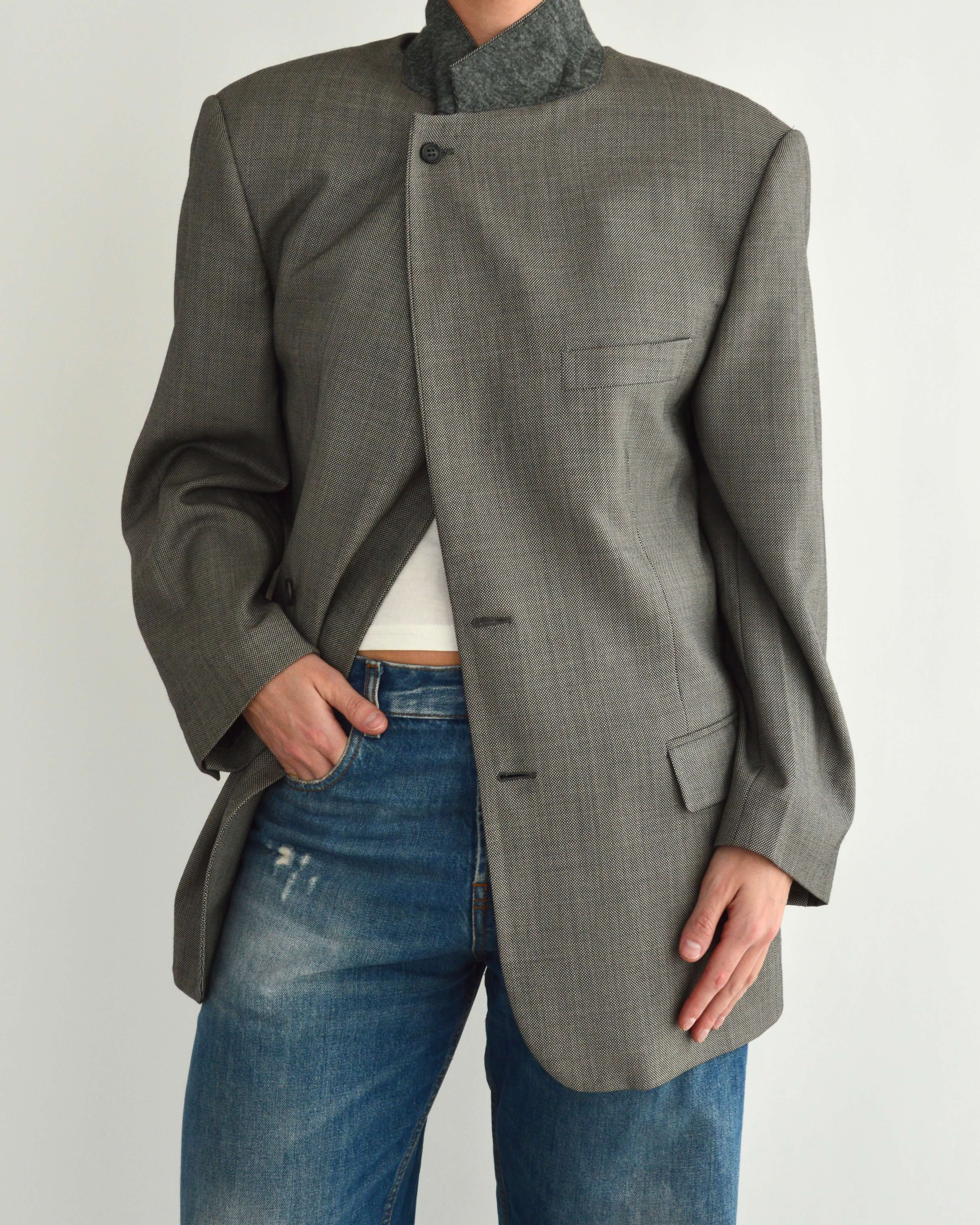 High Neck Blazer - Business Grey (M)
