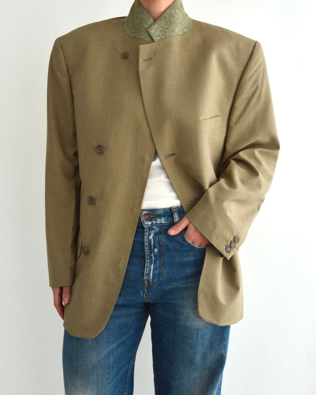 High Neck Blazer - Vegan Beige (L)