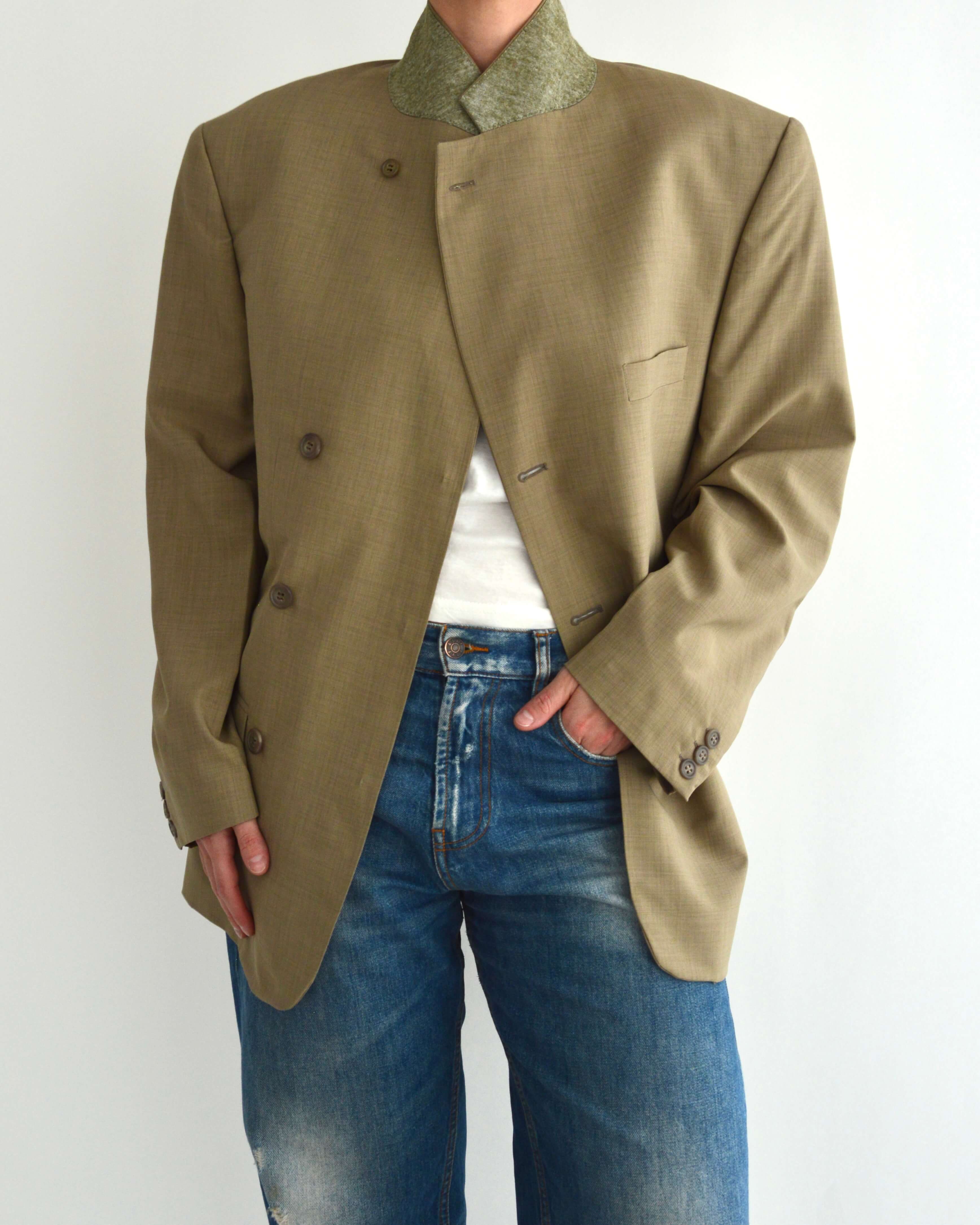 High Neck Blazer - Vegan Beige (L)