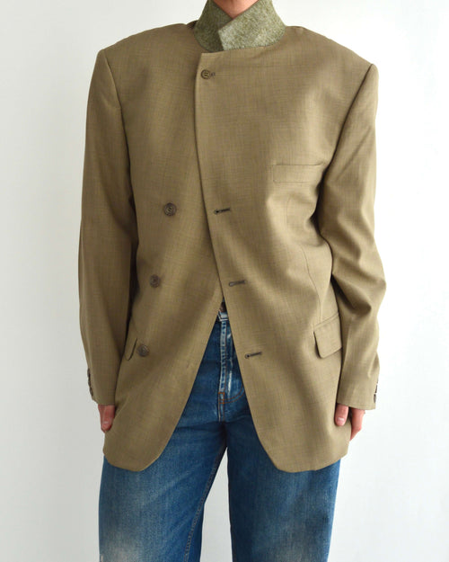 High Neck Blazer in Vegan Beige