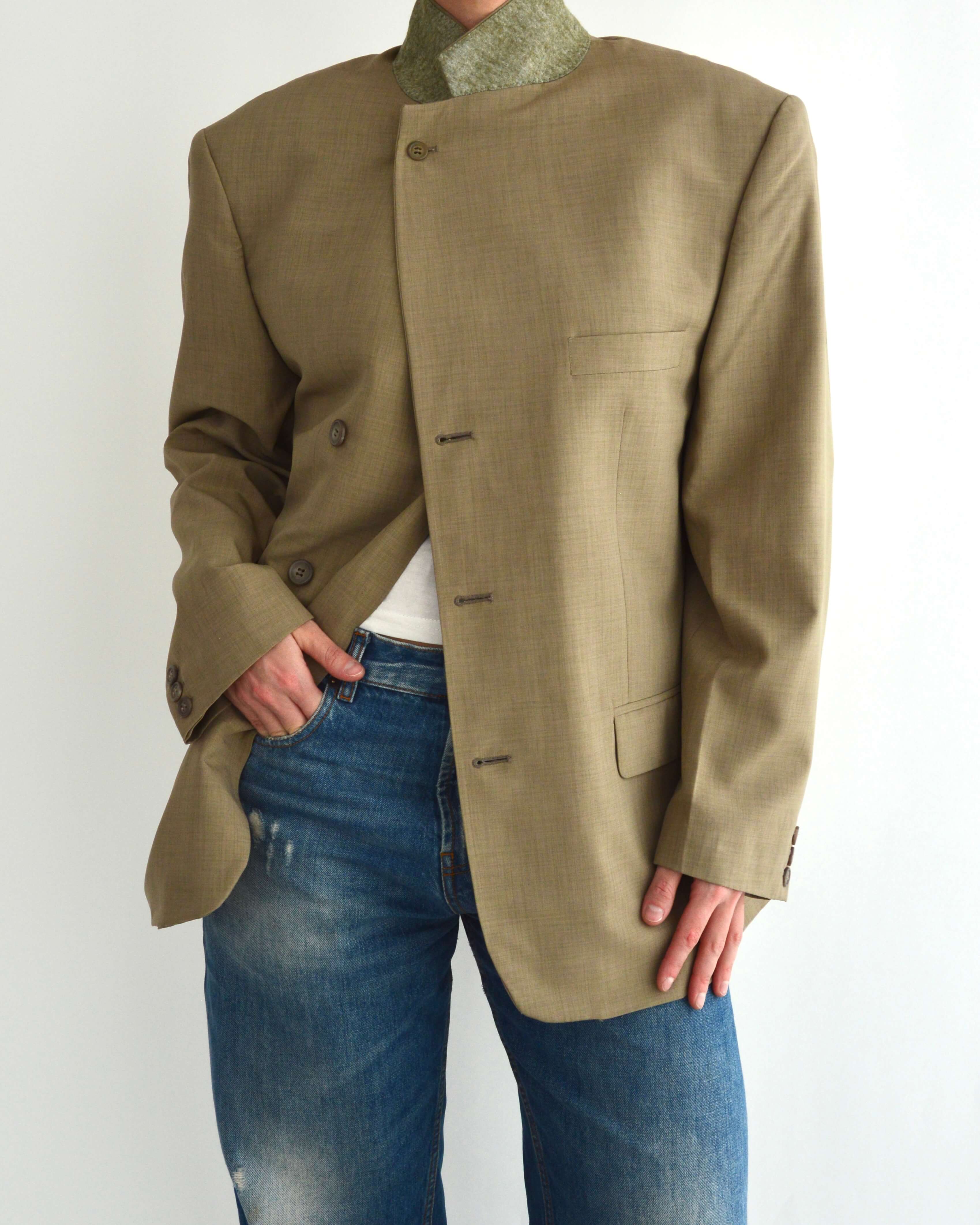 High Neck Blazer - Vegan Beige (L)
