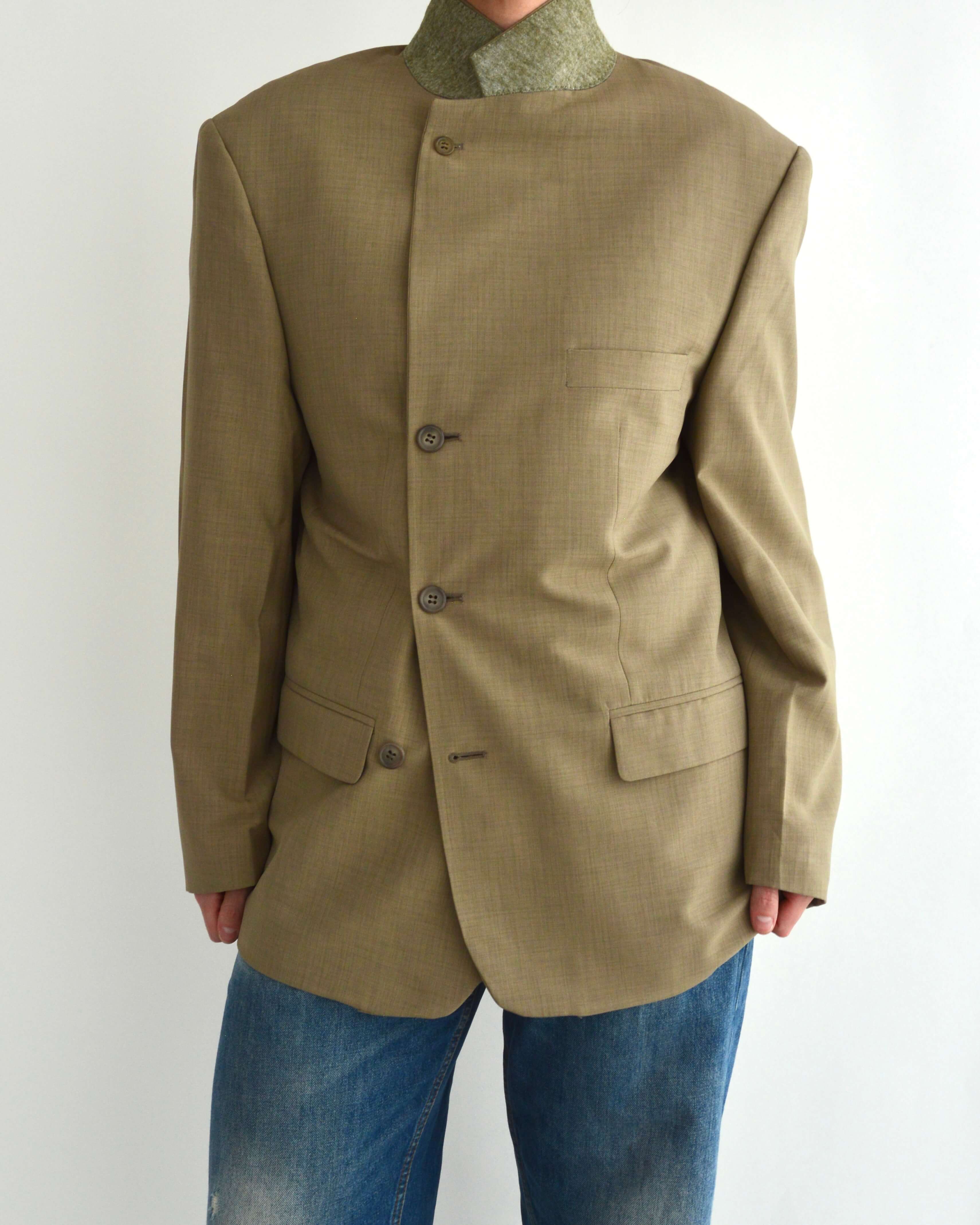 High Neck Blazer - Vegan Beige (L)