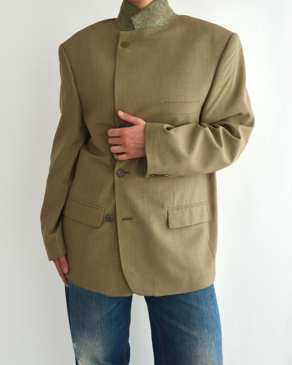 High Neck Blazer - Vegan Beige (L)