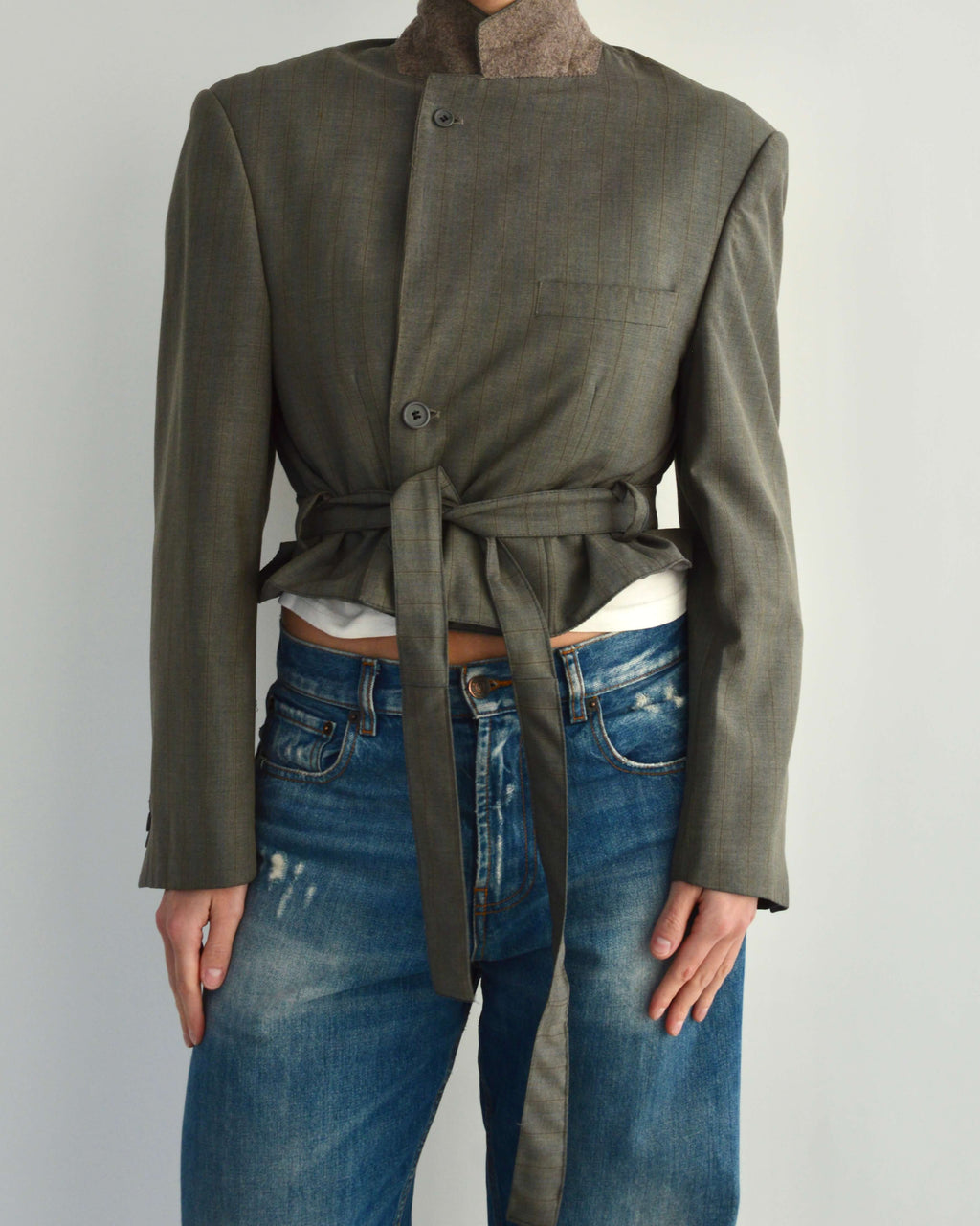 Vegan Tied-up Blazer - Dark Green (M)