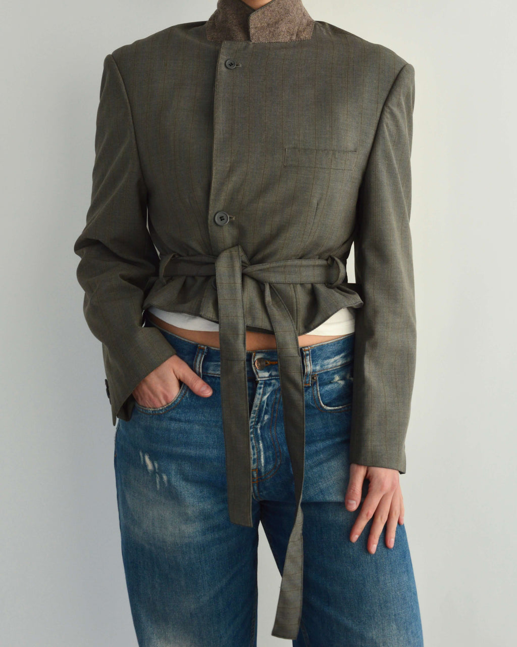 Vegan Tied-up Blazer - Dark Green (M)