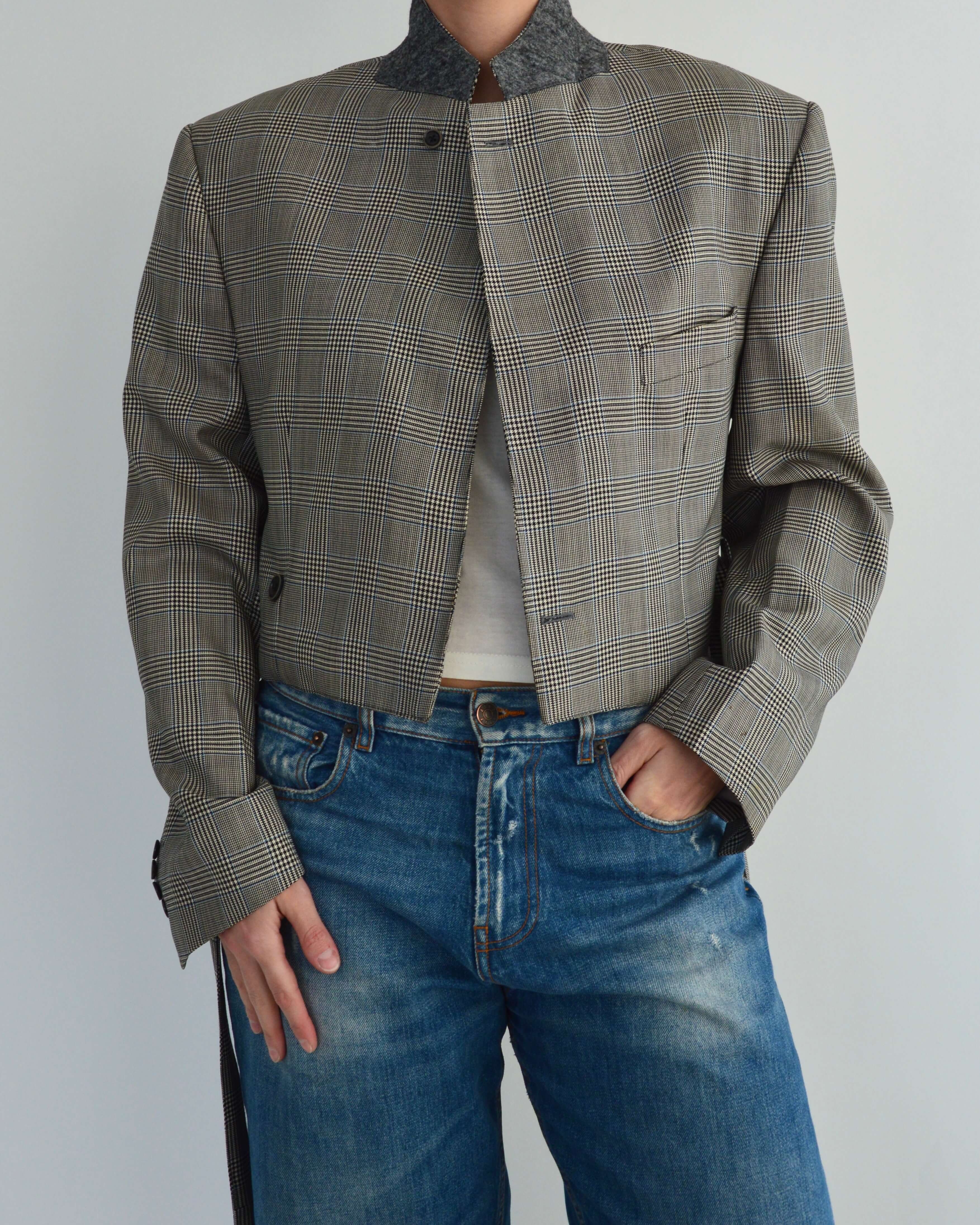 Tied-up Blazer - Checkred Grey (L)