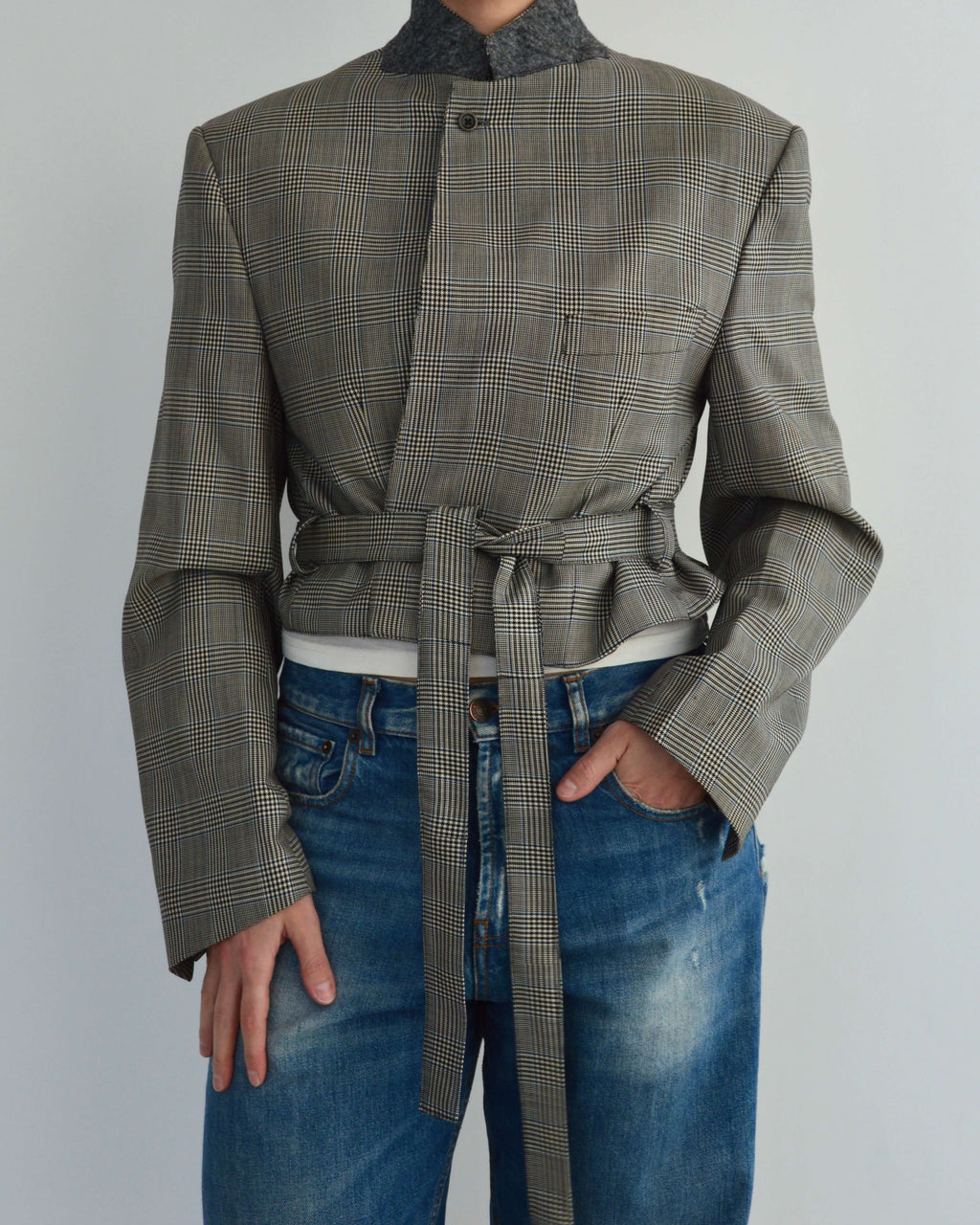 Tied-up Blazer - Checkred Grey (L)